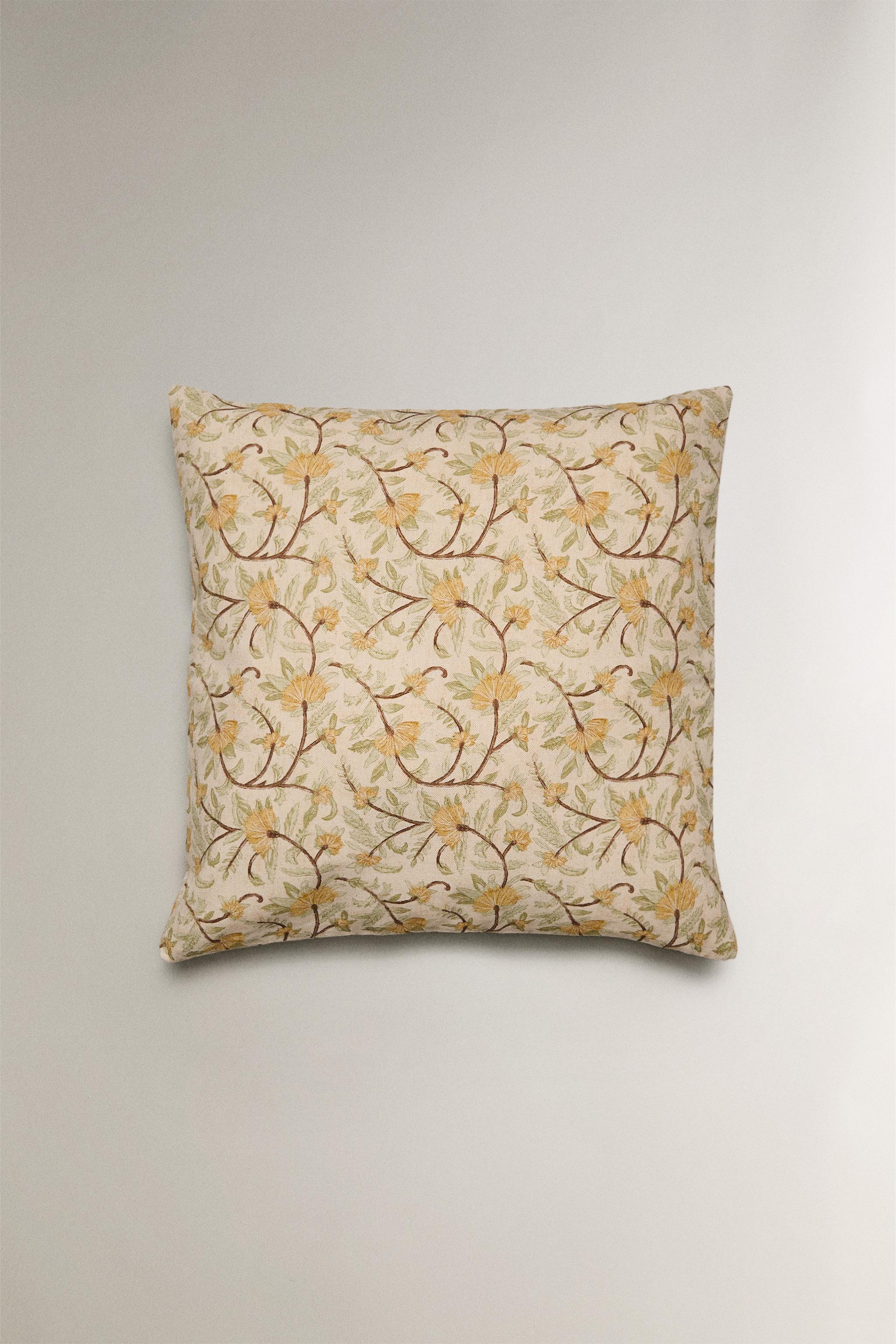 FLORAL PRINT THROW PILLOW COVER