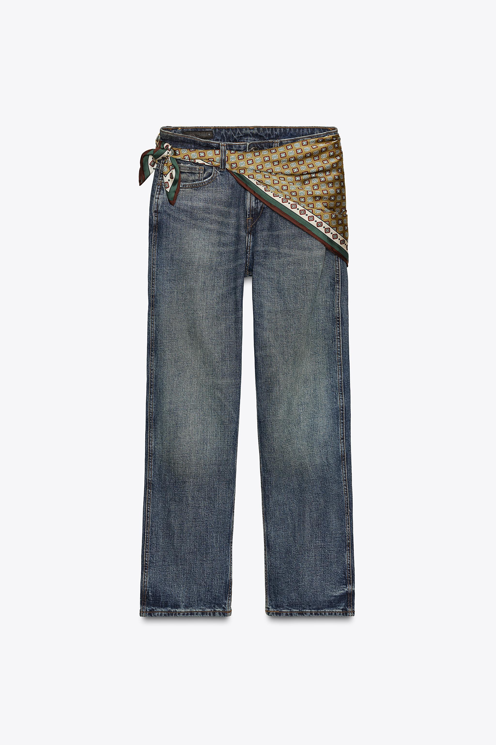 ZW COLLECTION LOW-RISE SCARF BAGGY JEANS
