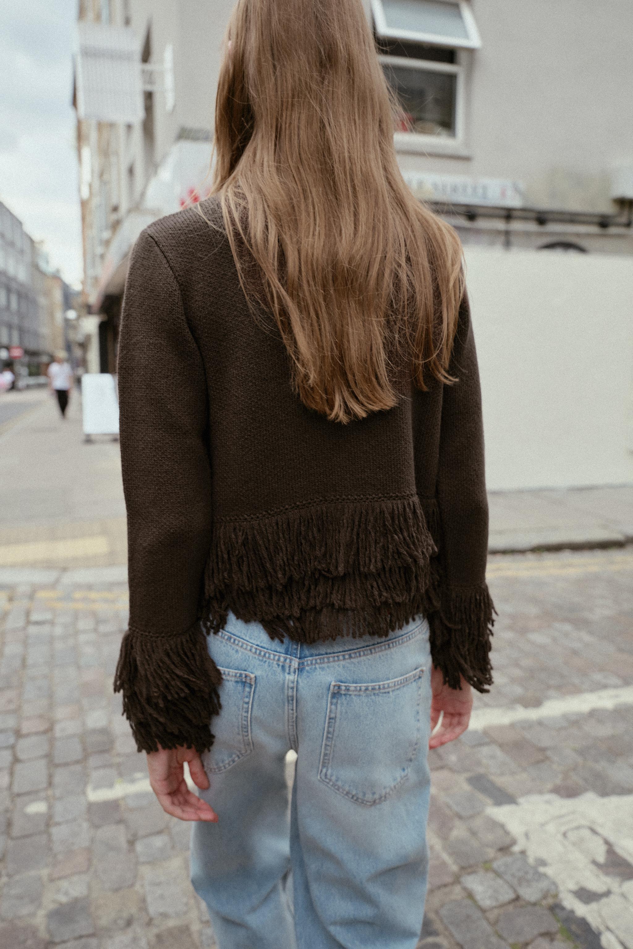 FRINGED BUTTON KNIT CARDIGAN