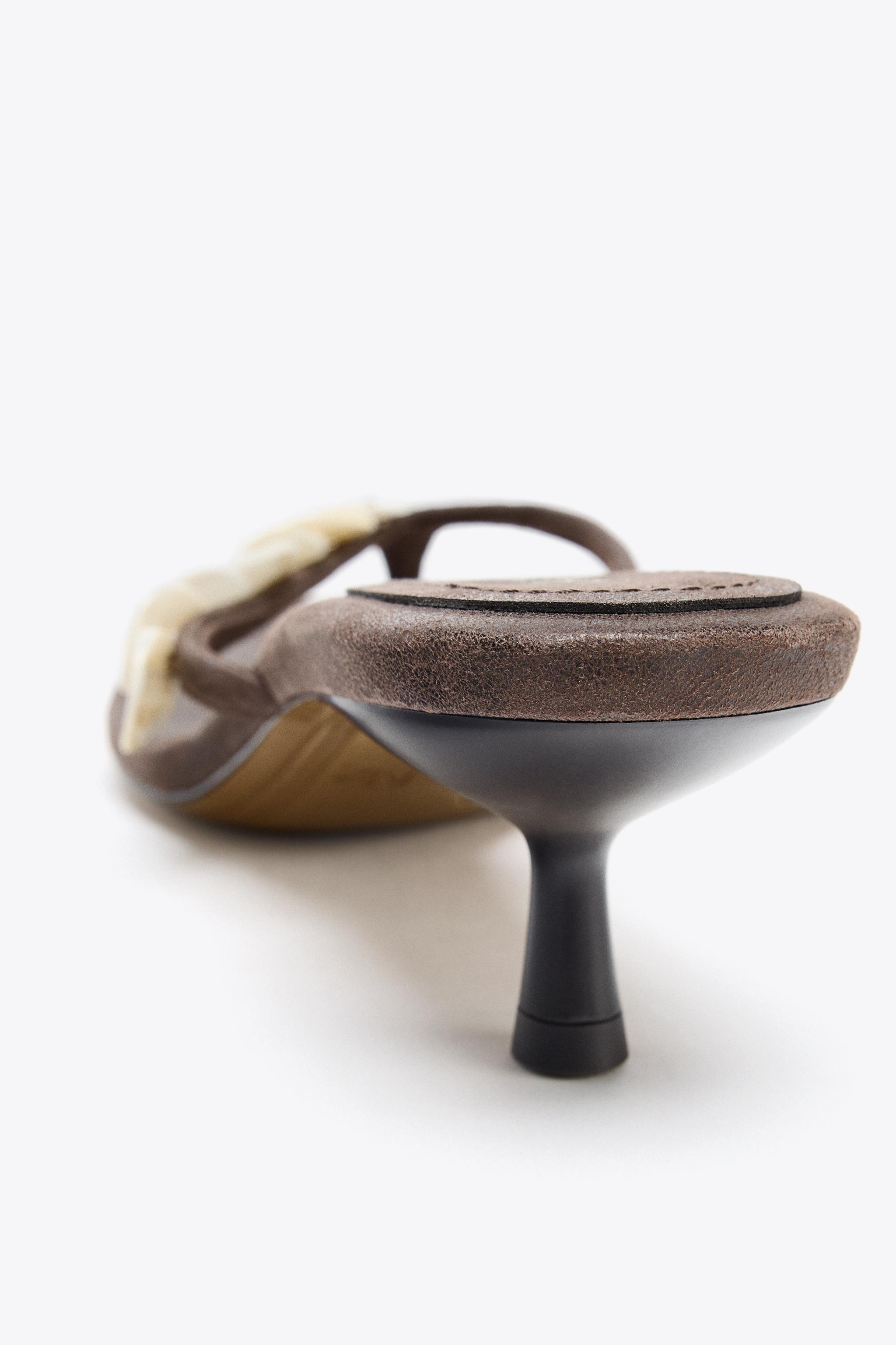 BEADED KITTEN HEEL SANDALS