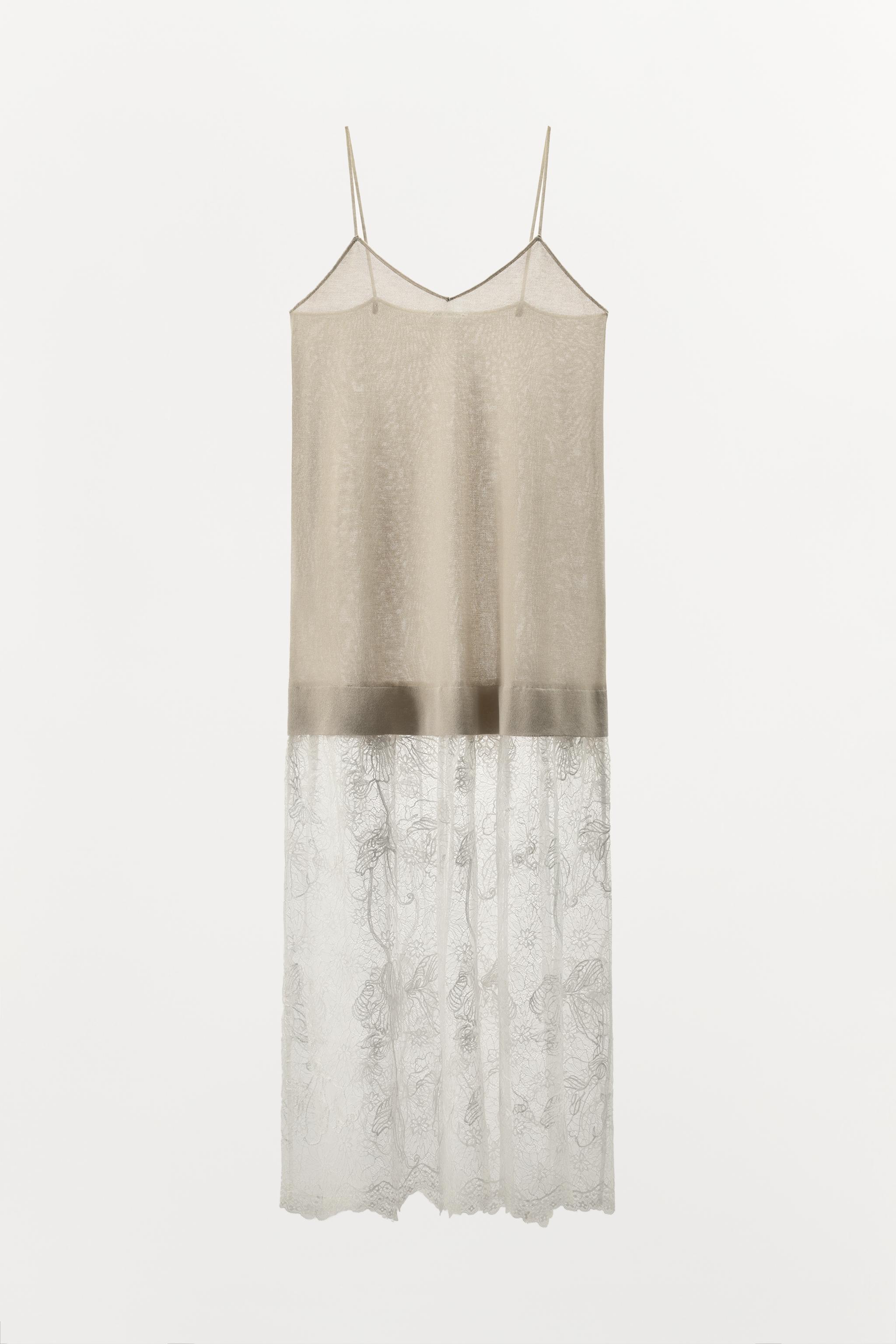 LACE COMBINATION KNIT DRESS