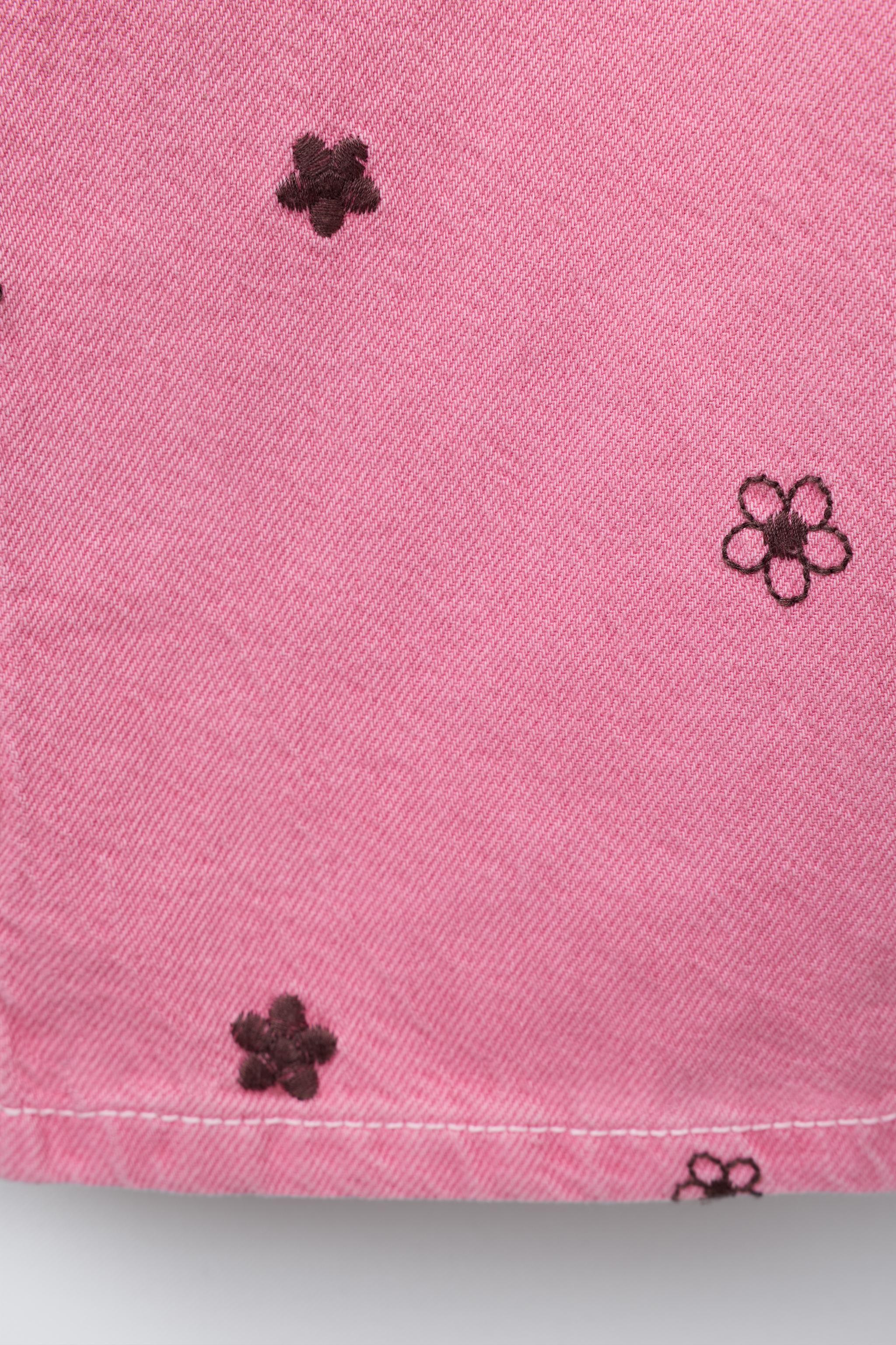 EMBROIDERED FLOWER TWILL OVERALLS