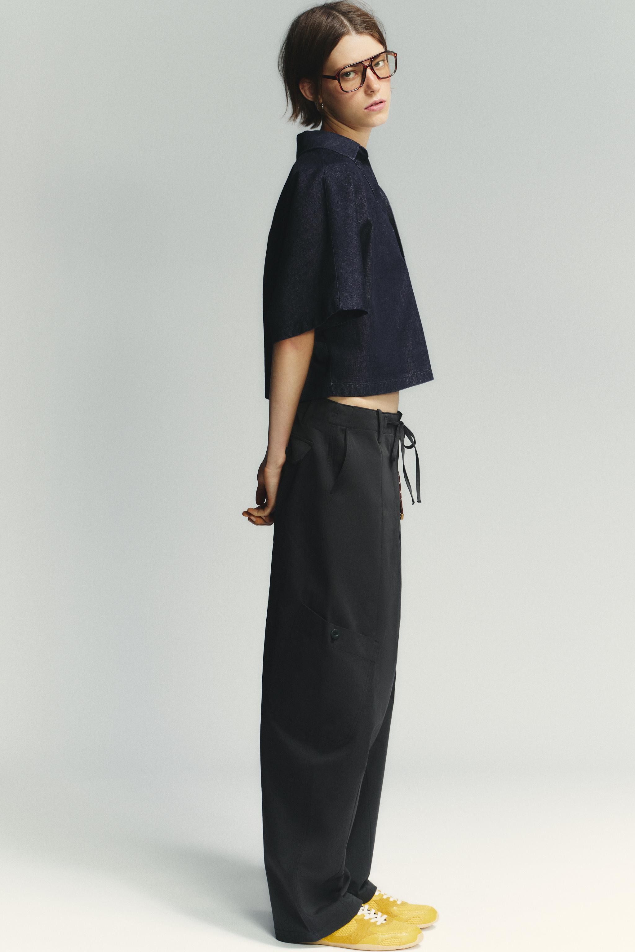 TRF DENIM POLO COLLAR SHIRT