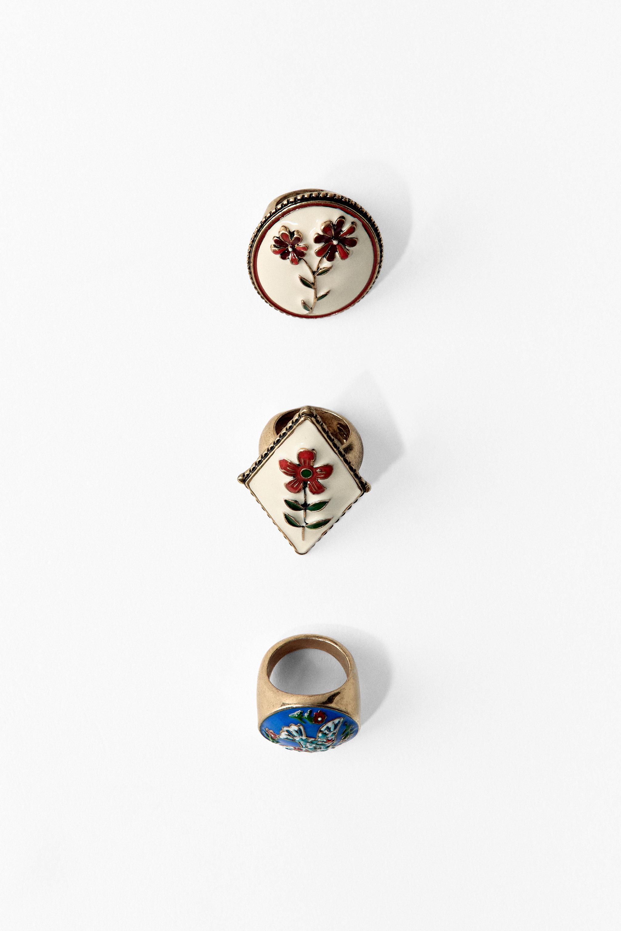 3-PACK OF FLOWER AND BIRD RINGS