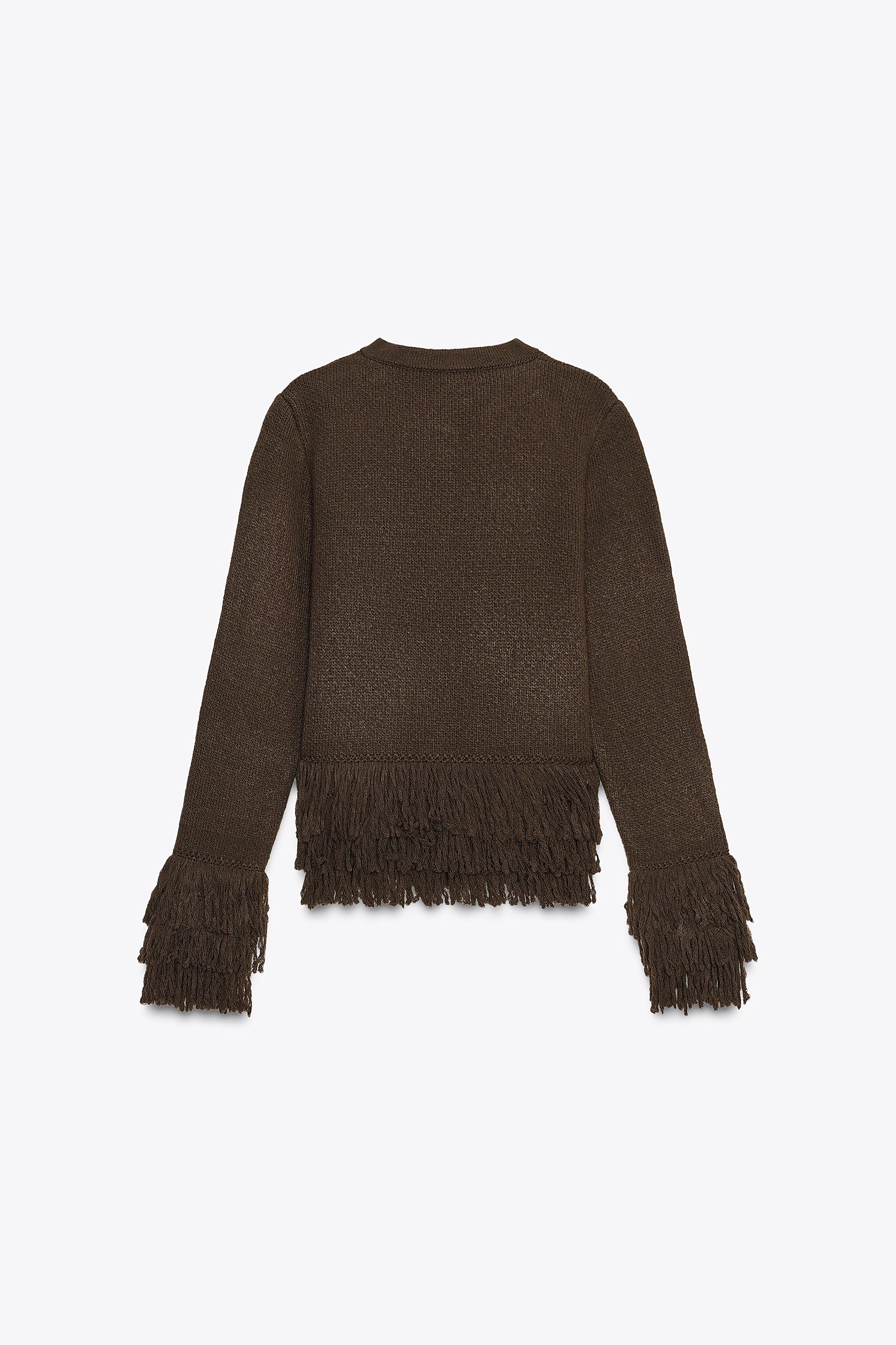 FRINGED BUTTON KNIT CARDIGAN