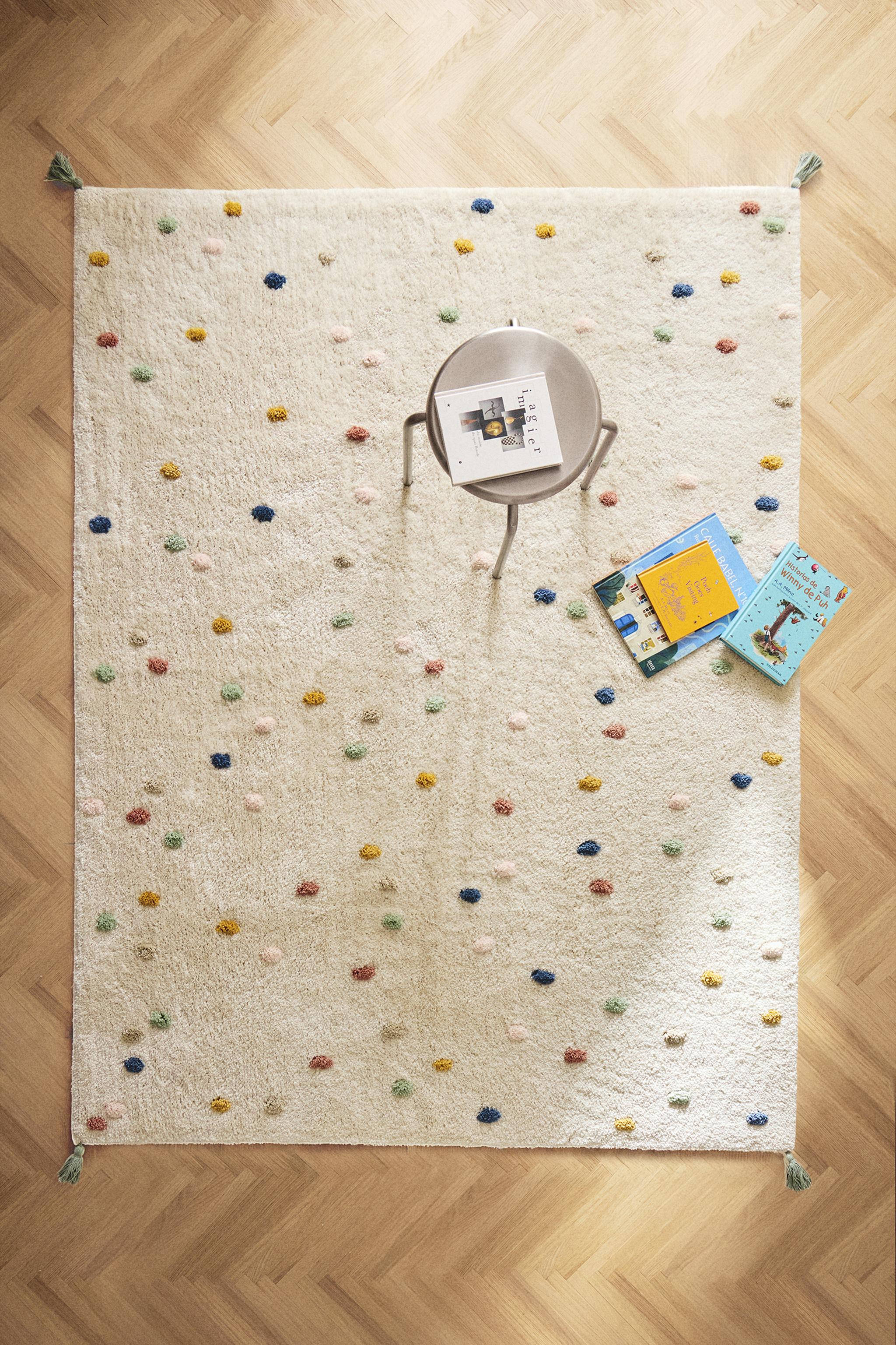 CHILDREN’S MULTICOLORED POLKA DOT COTTON AREA RUG