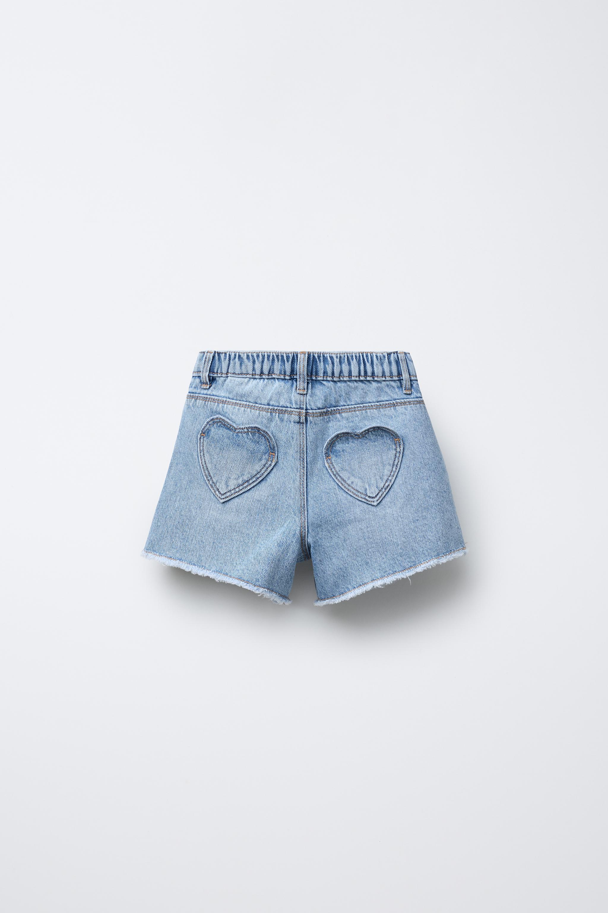 HIGH WAIST HEART POCKET DENIM SHORTS