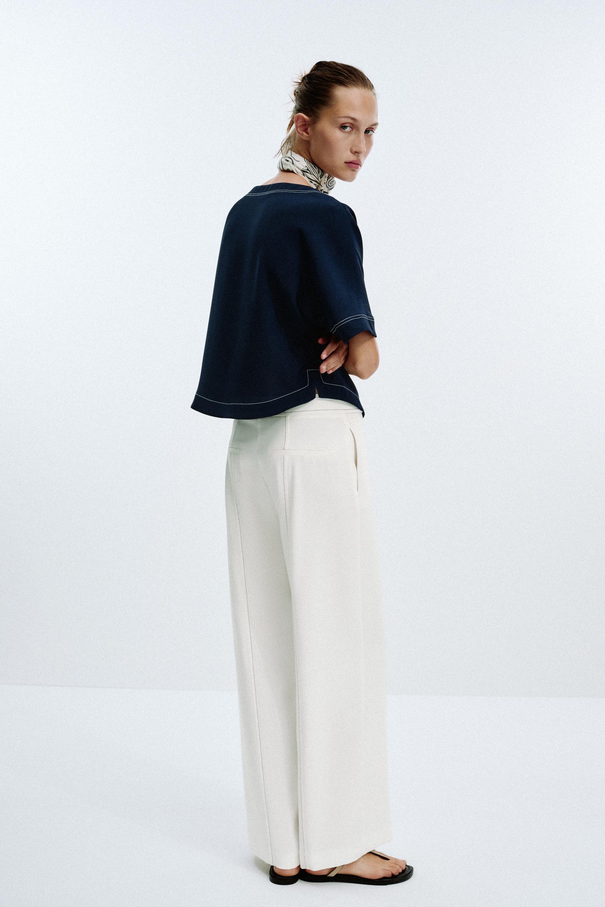 CONTRAST STITCHING LOOP PANTS