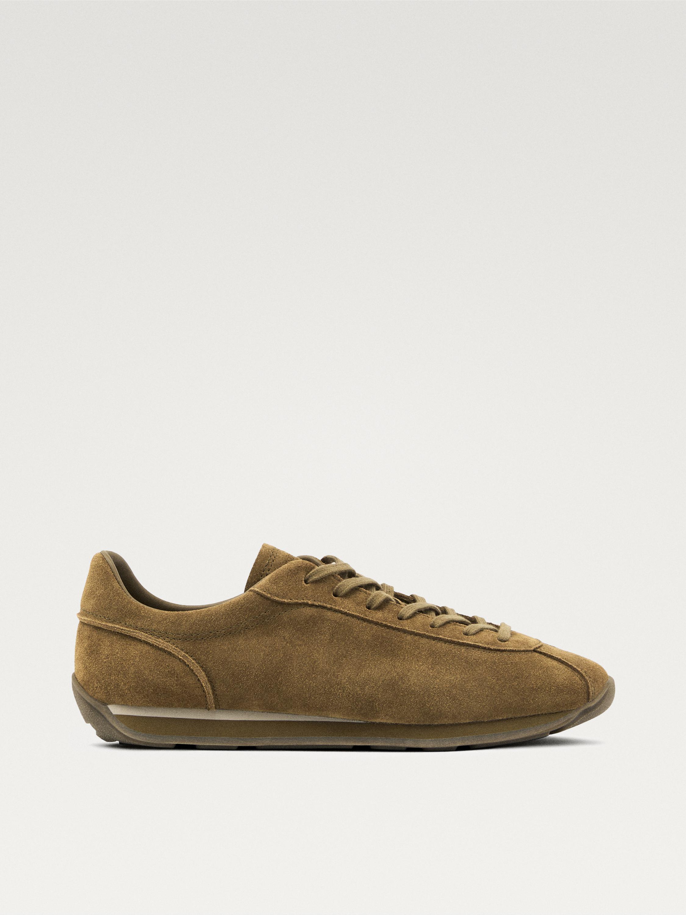 Split suede trainers