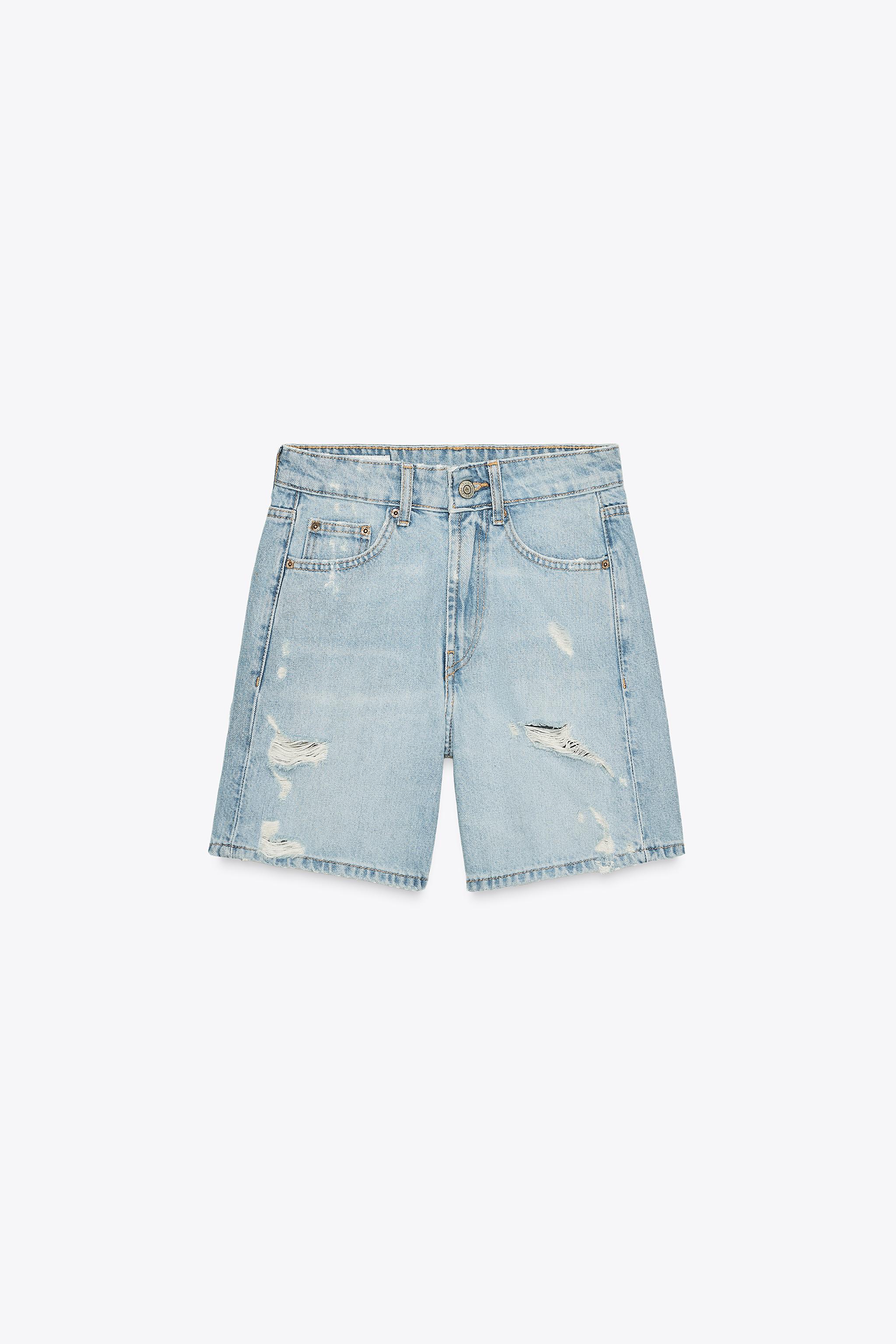 MID-RISE RIPPED TRF DENIM SHORTS