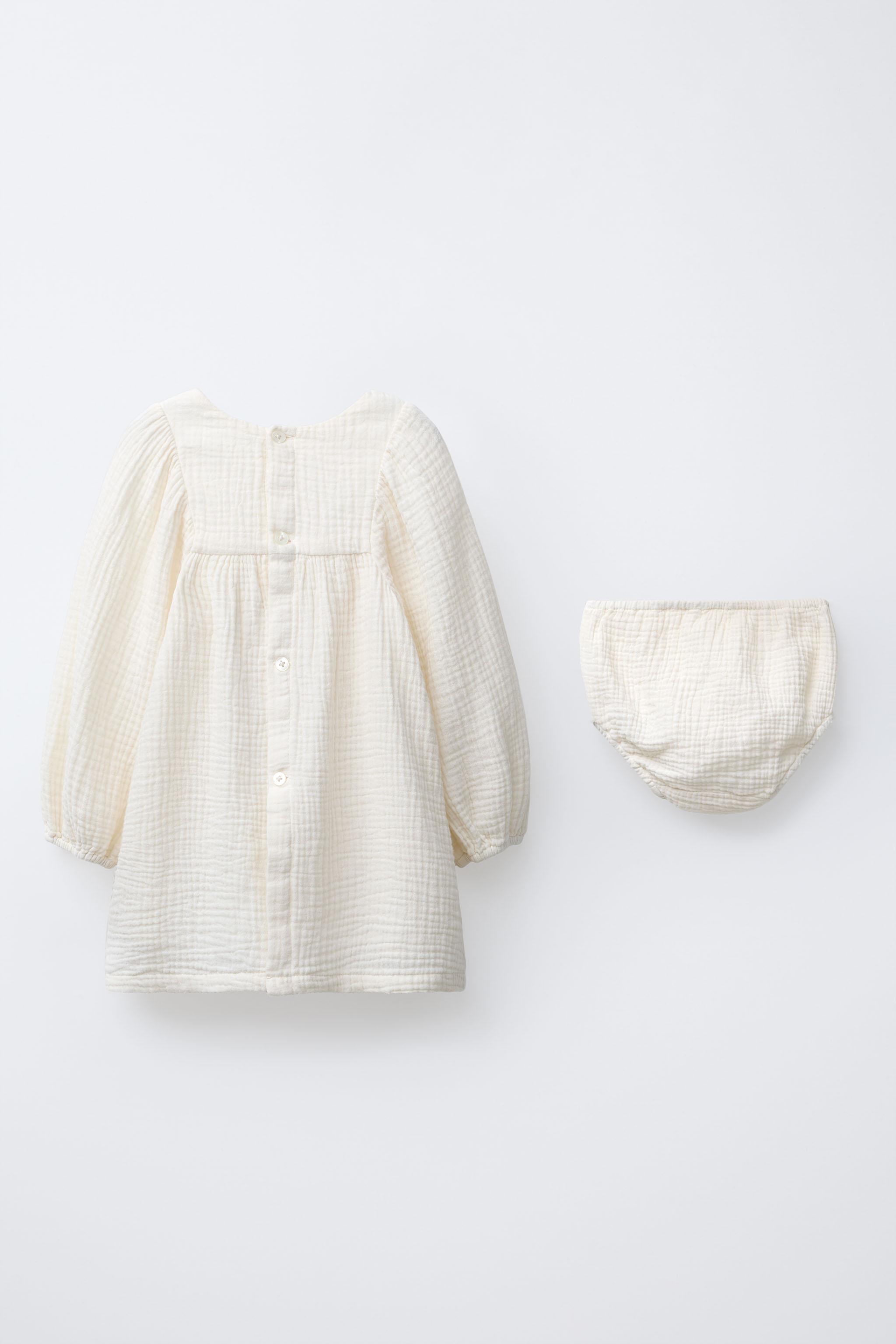 COTTON GAUZE DRESS AND BLOOMERS