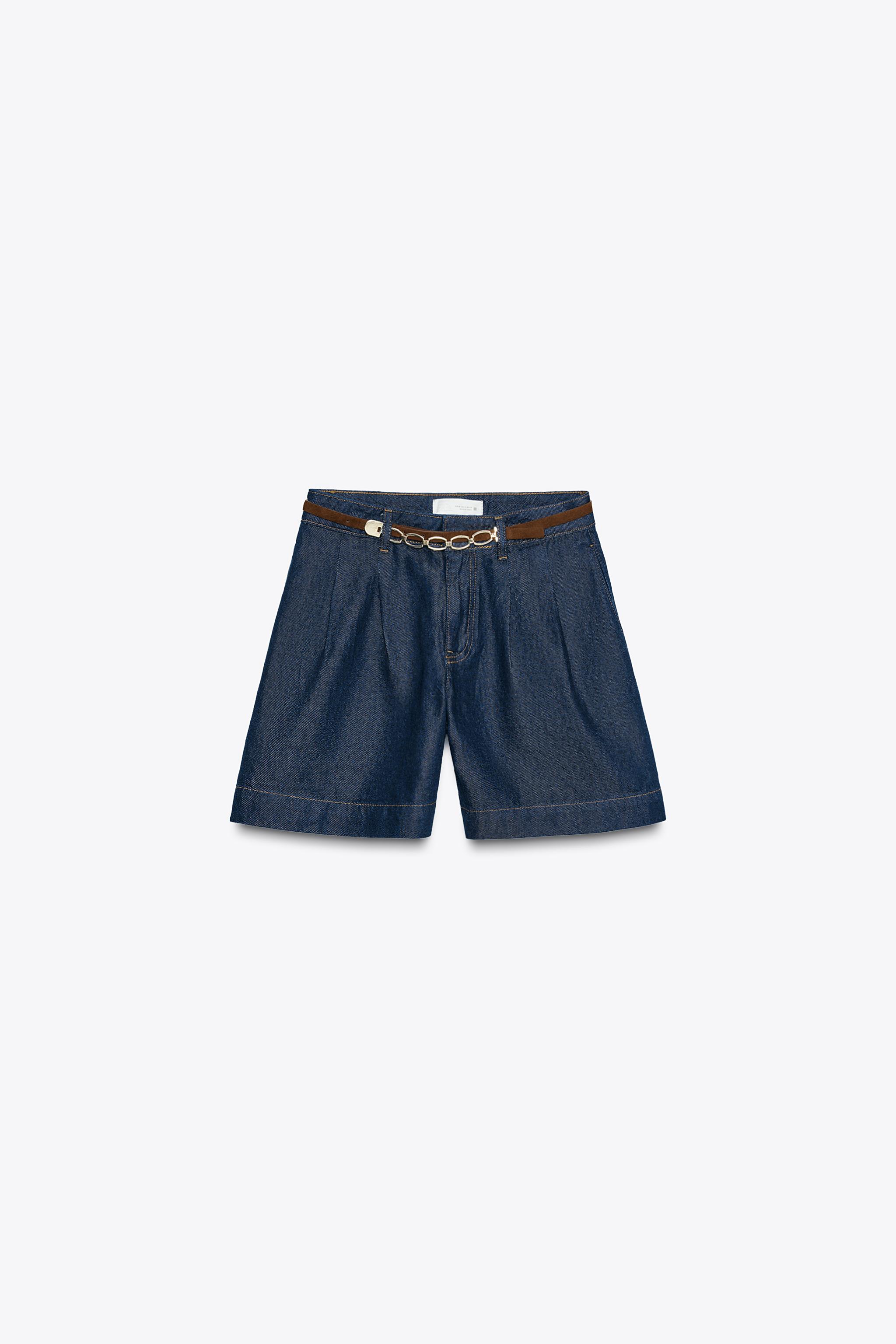 Z1975 DENIM PLEATED SHORTS WITH BELT