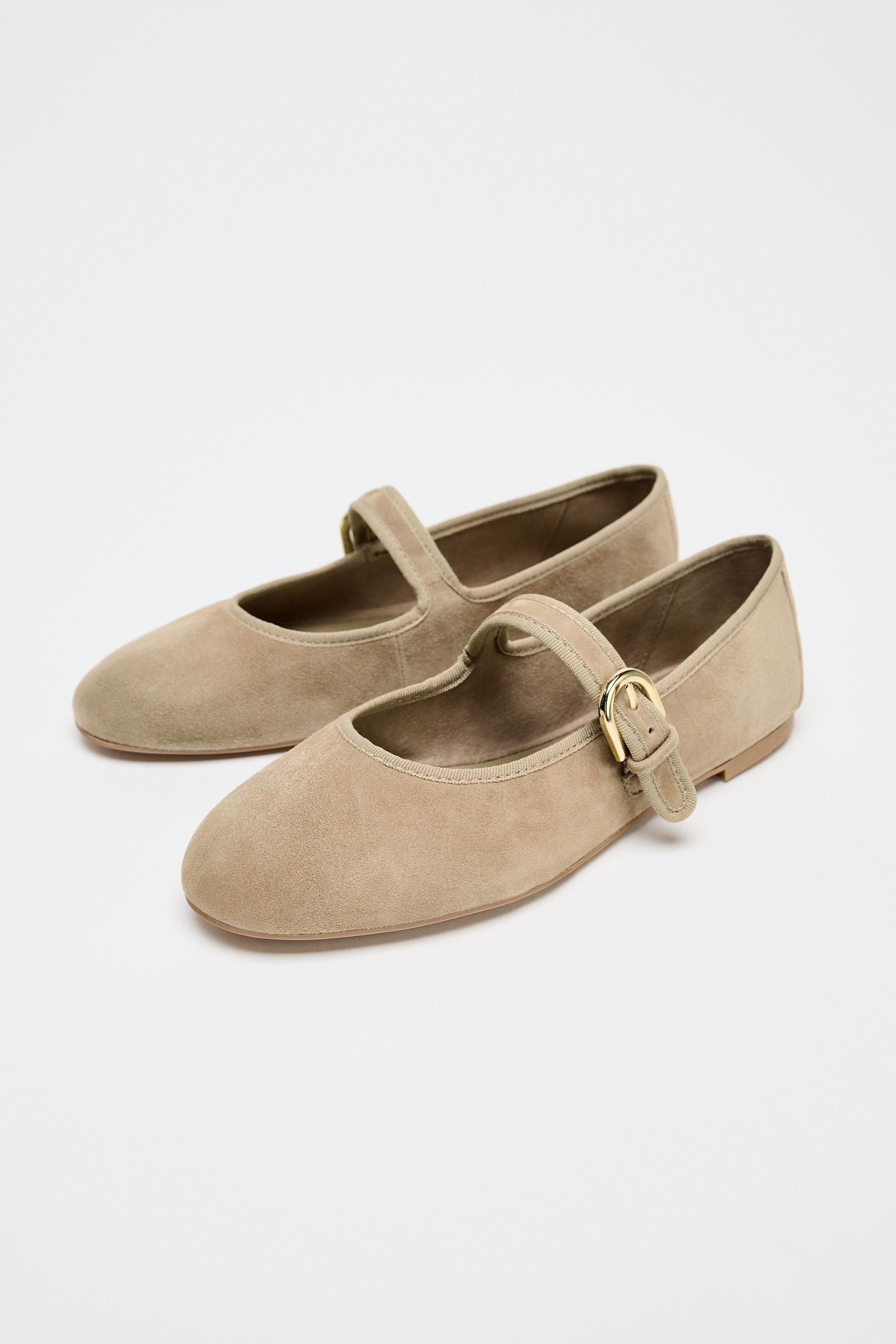 SUEDE STRAP BALLET FLATS