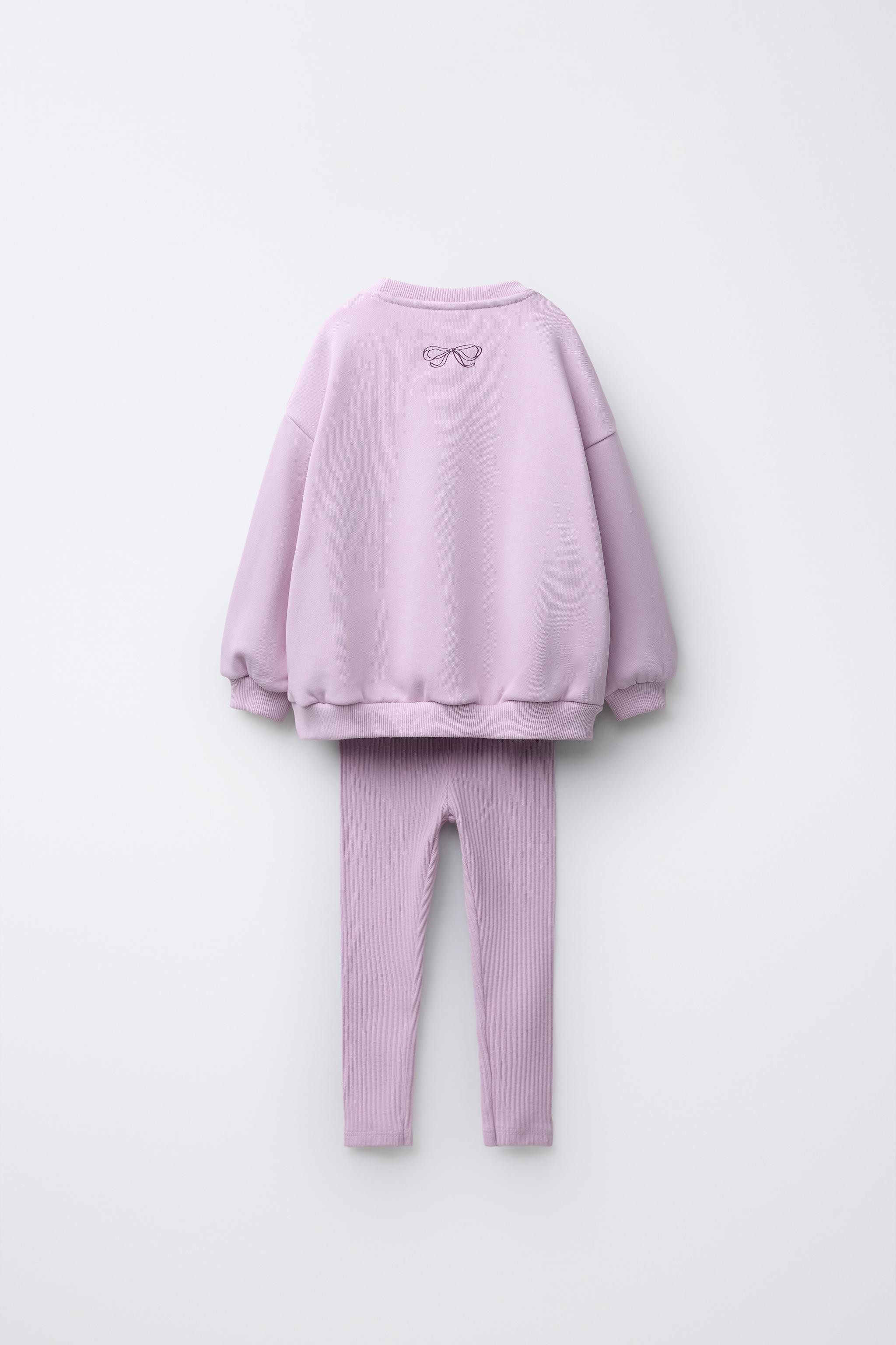 RIBBED LEGGING AND BOW SWEATSHIRT JOGGING SET