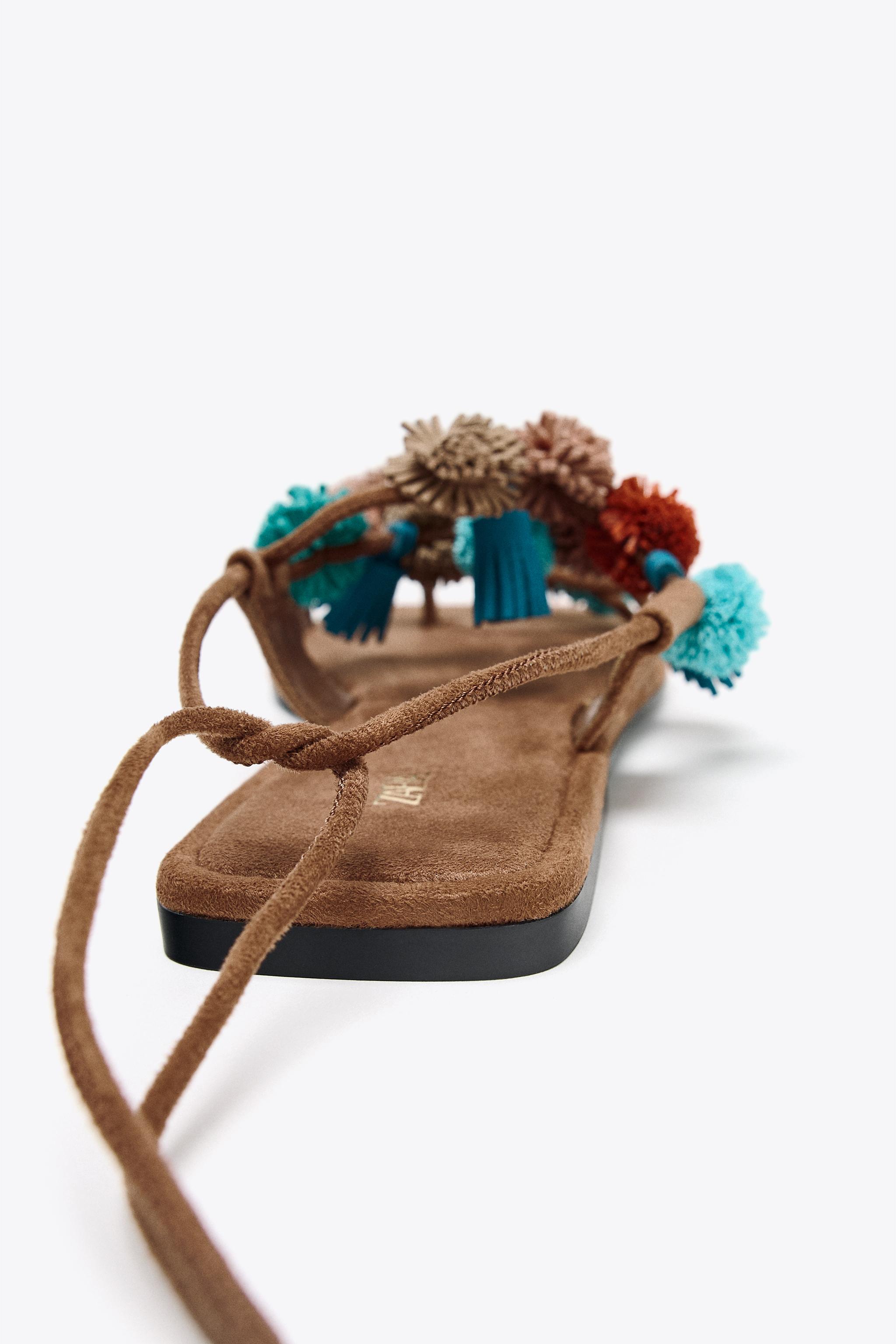 BEADED STRAPPY SANDALS