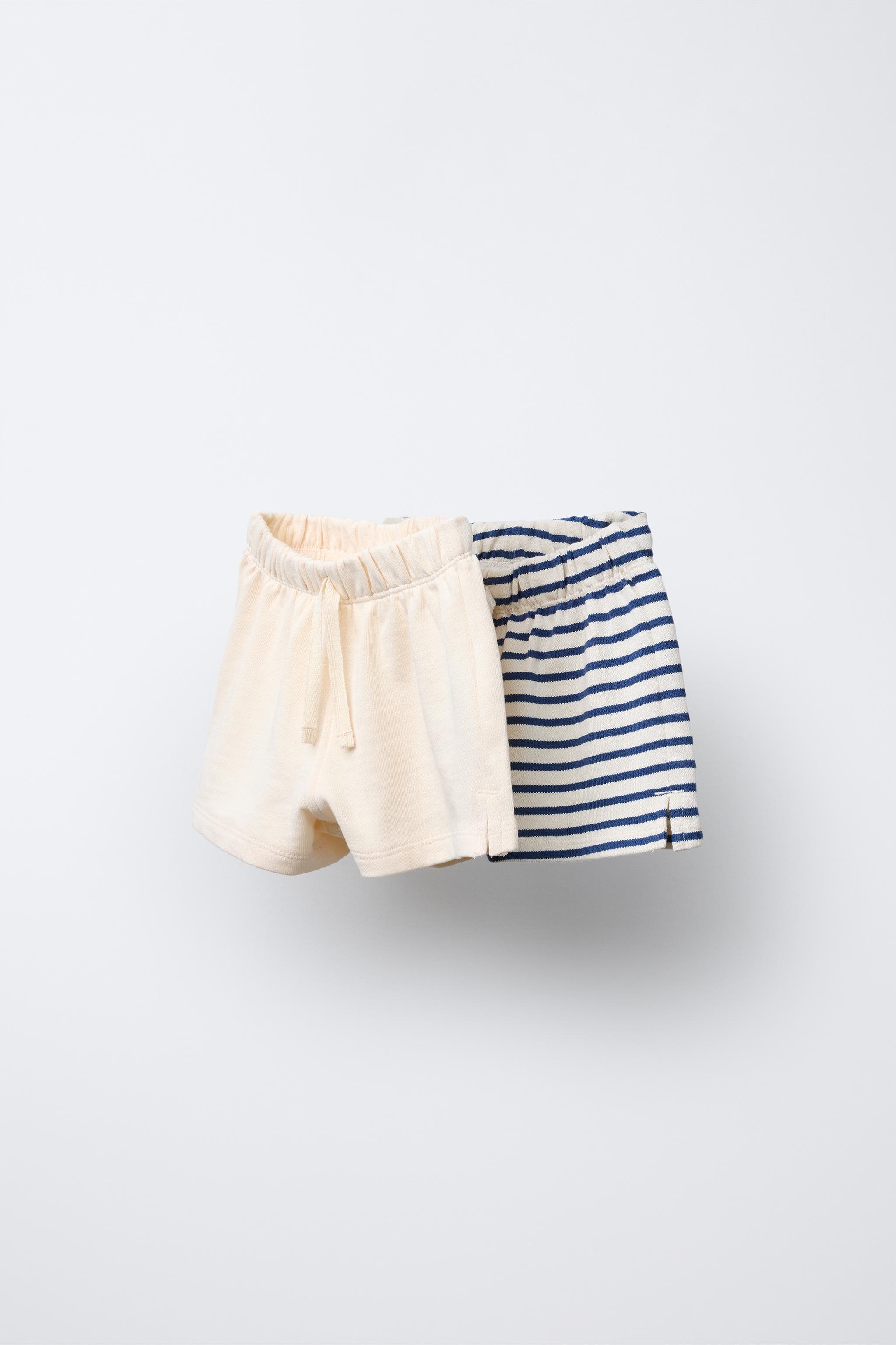 TWO-PACK OF PLAIN AND STRIPED SHORTS