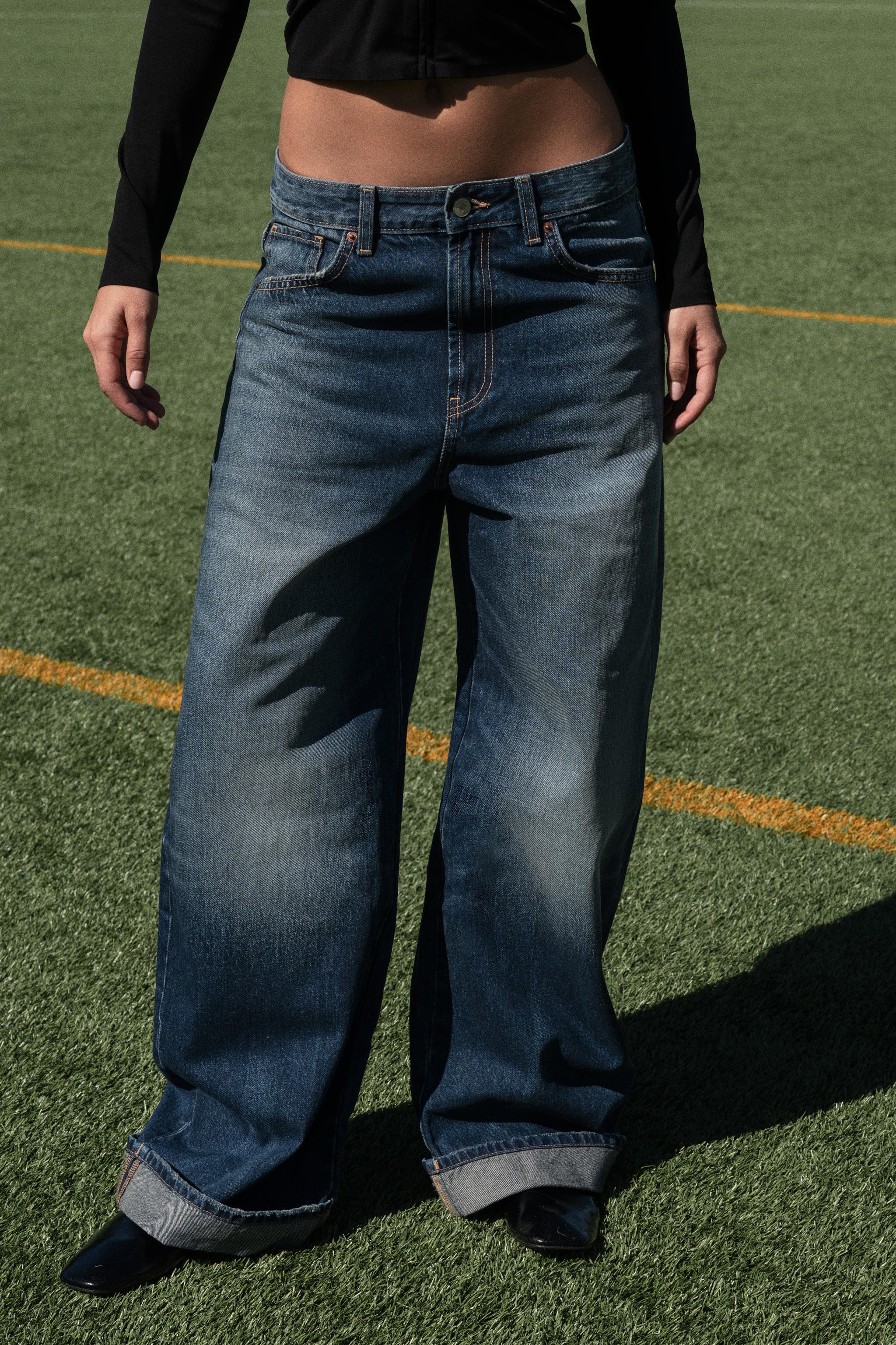 TRF MID-RISE BAGGY FOLDED JEANS