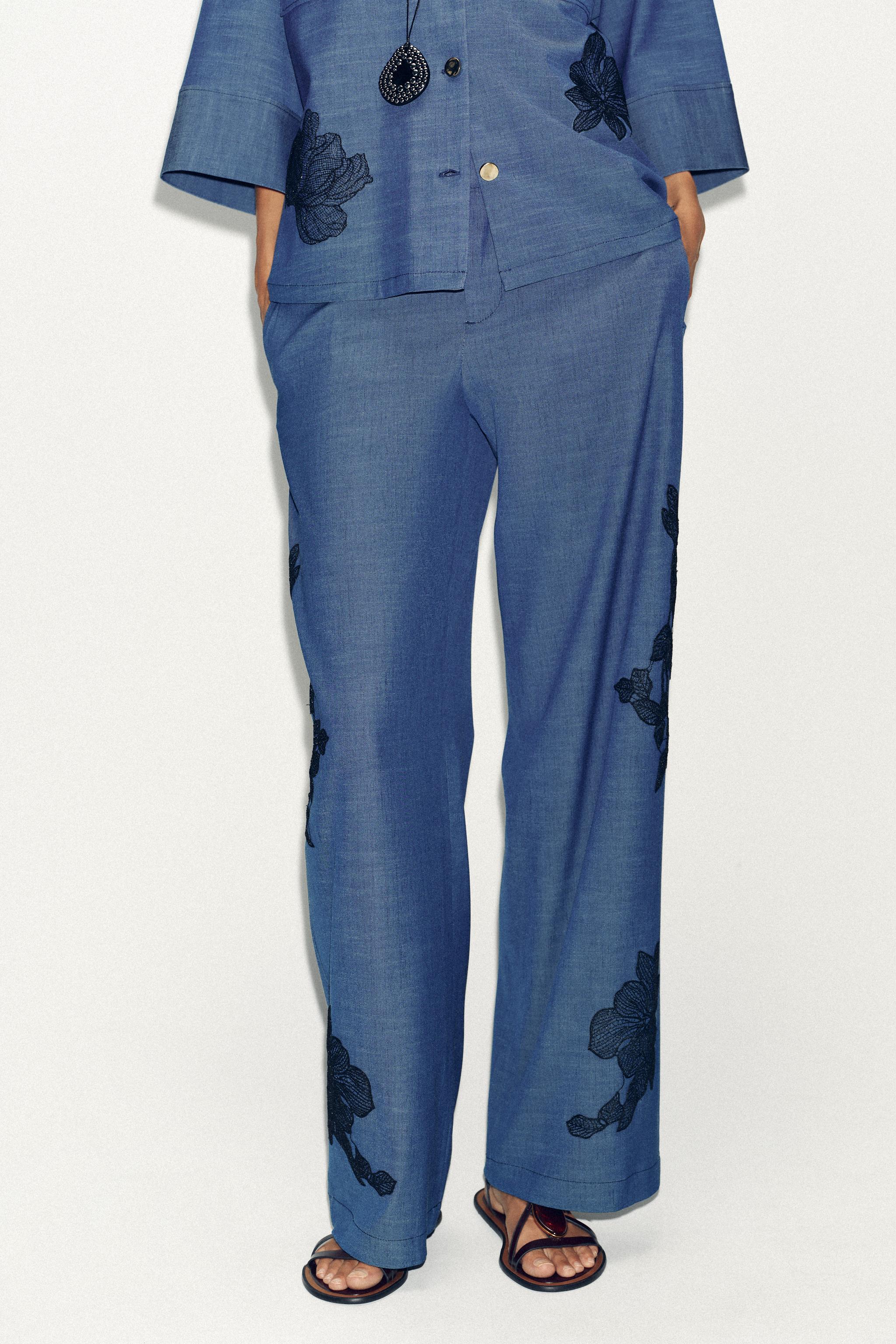 FLORAL WIDE LEG PANTS