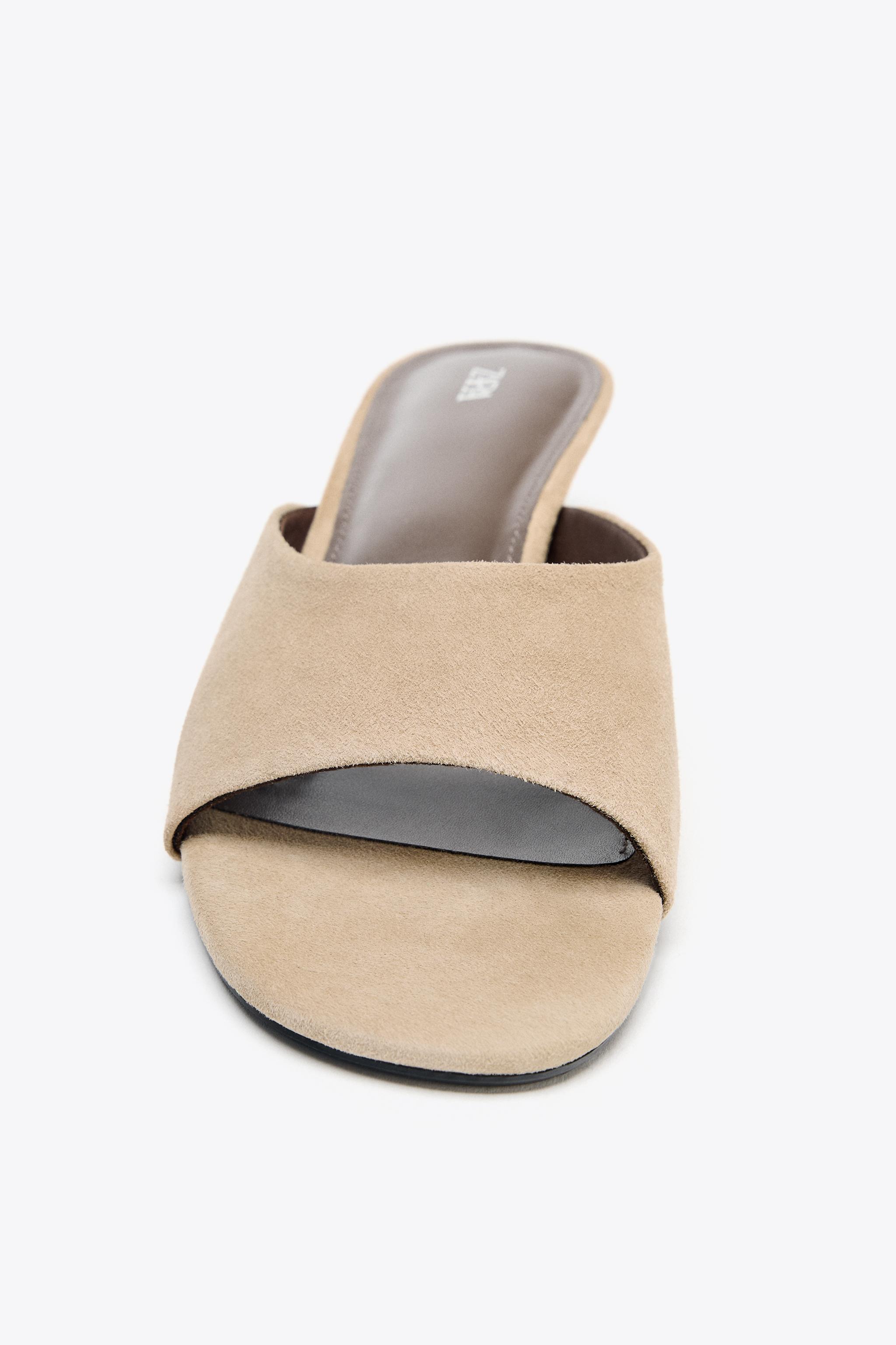 SUEDE KITTEN HEEL SANDALS