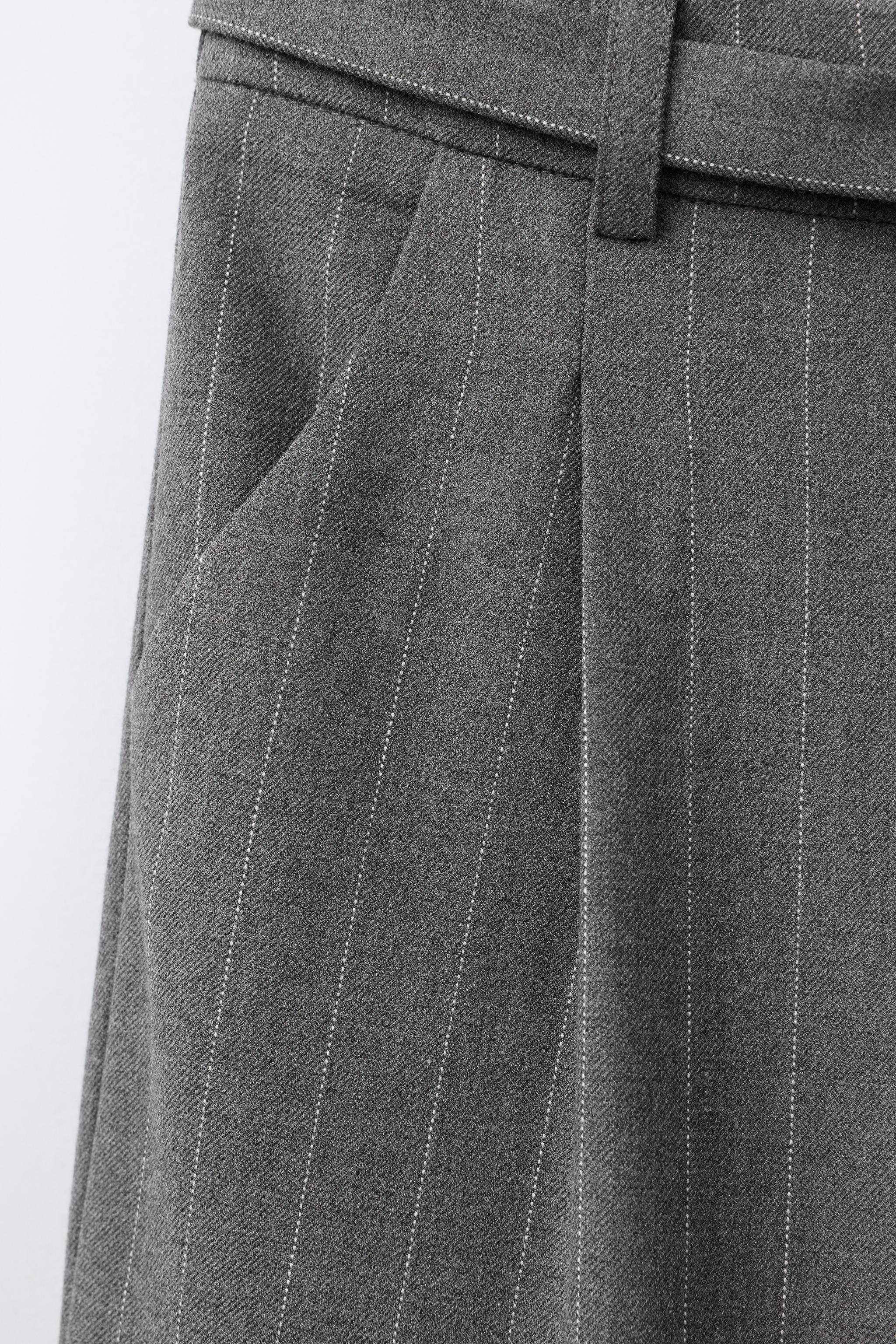 PINSTRIPE BELTED PANTS