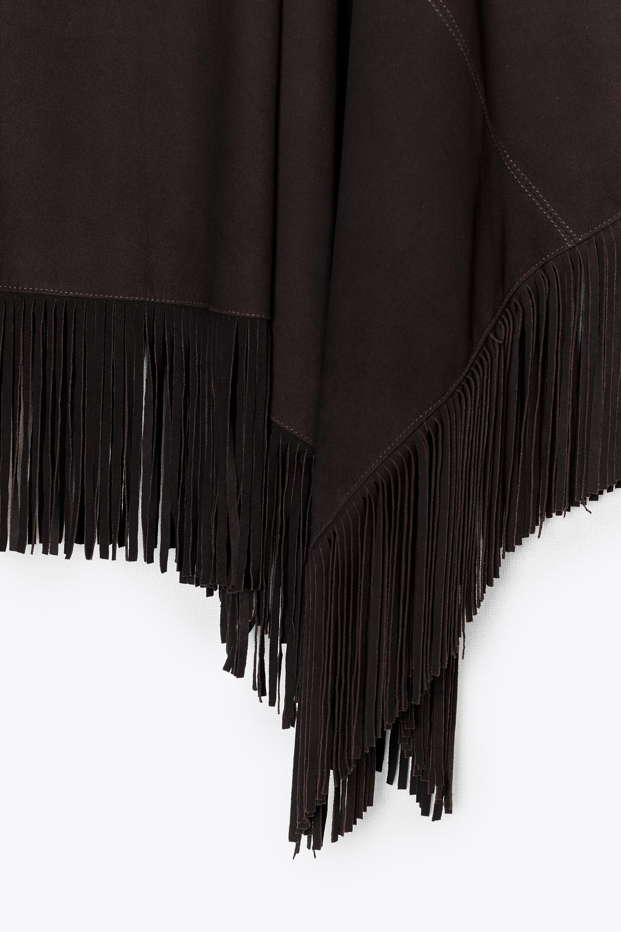 LEATHER FRINGE CAPE