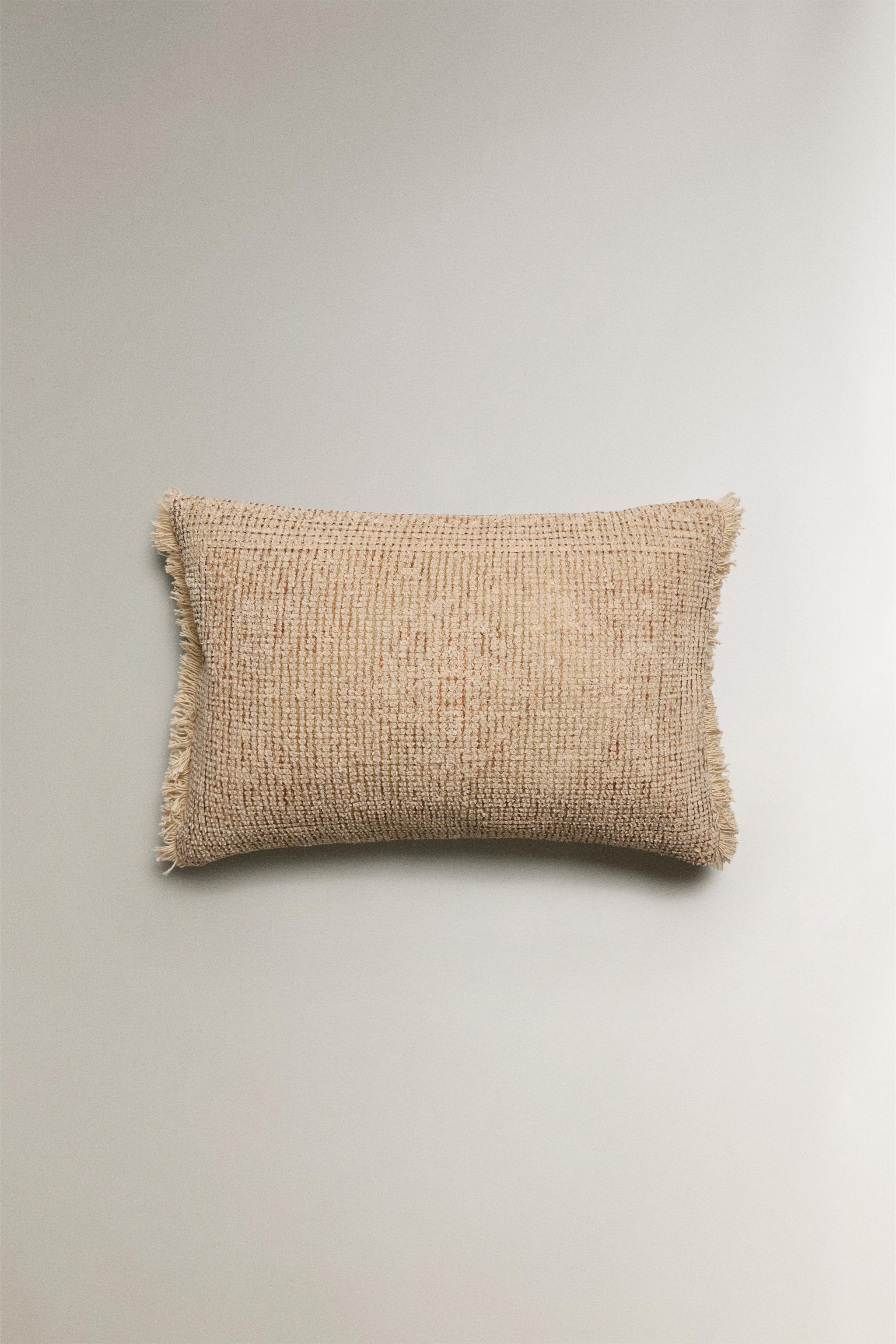 FRINGED THROW PILLOW COVER
