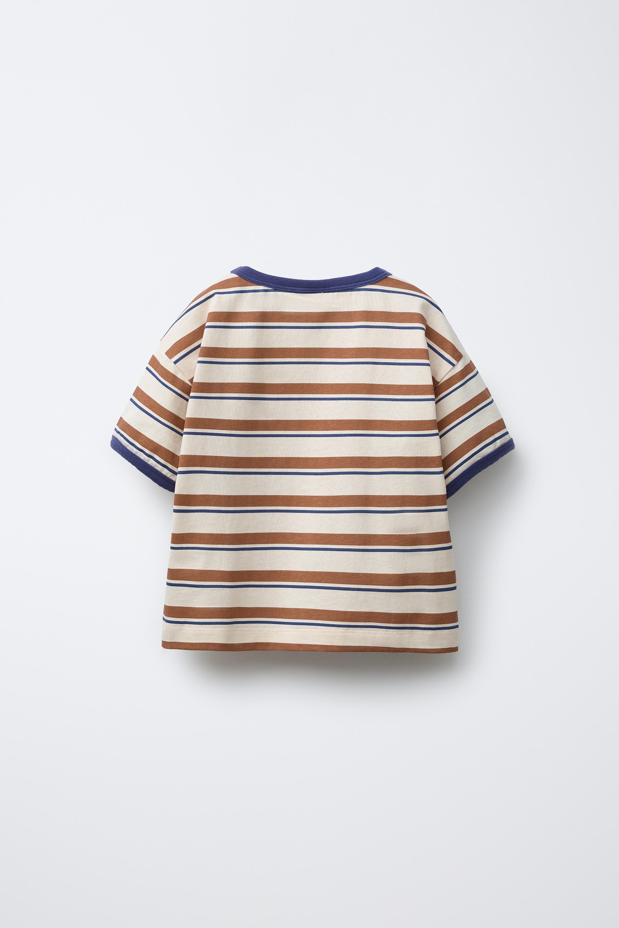 STRIPED TRIM T-SHIRT