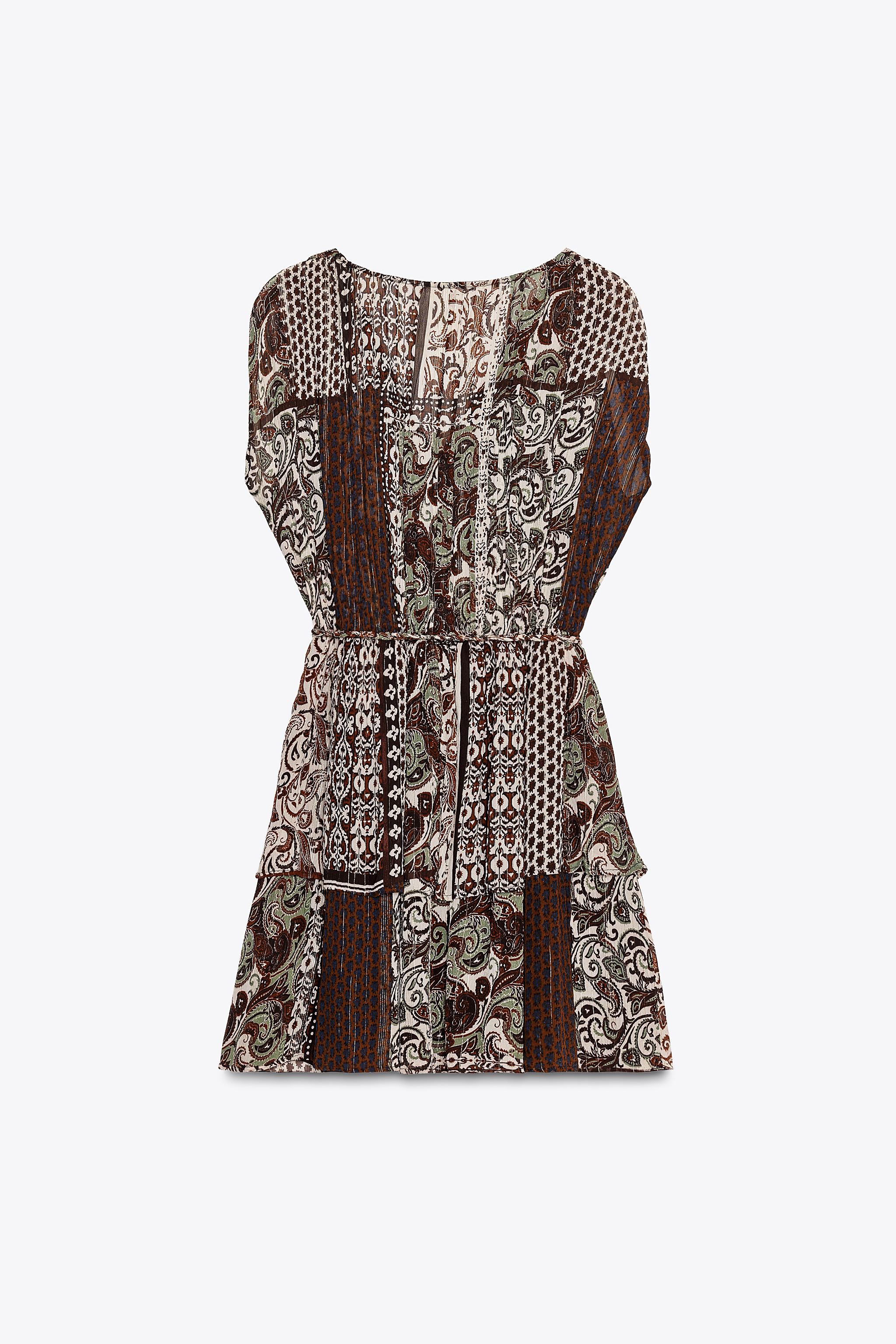 BEADED PRINTED METALLIC THREAD DRESS