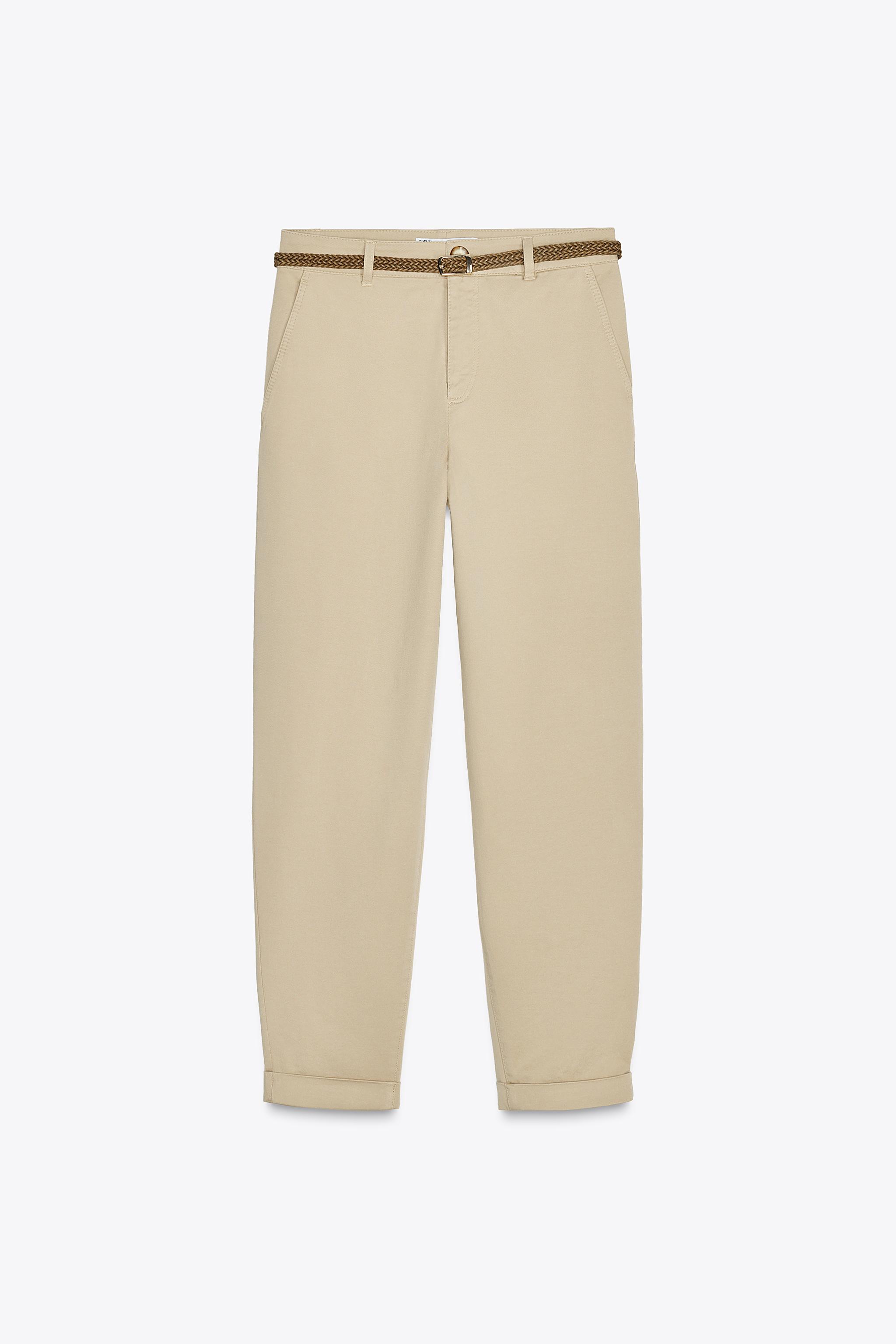 BRAIDED BELTED CHINO PANTS