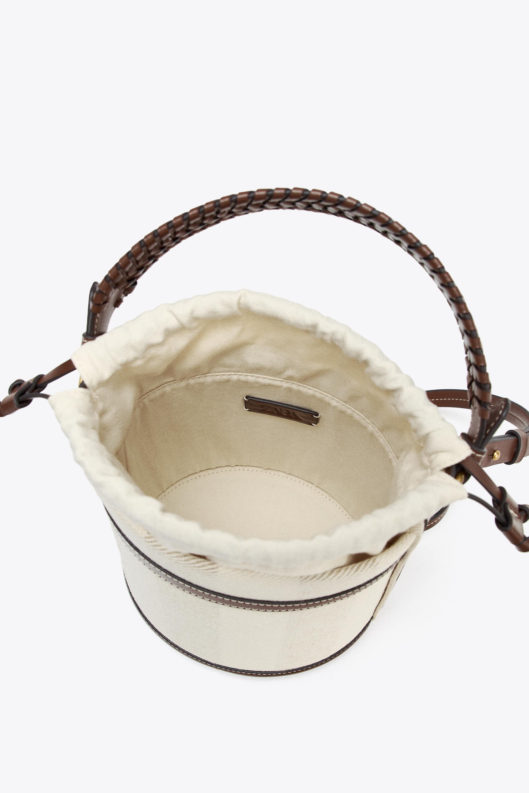 STRIPED CANVAS BUCKET BAG