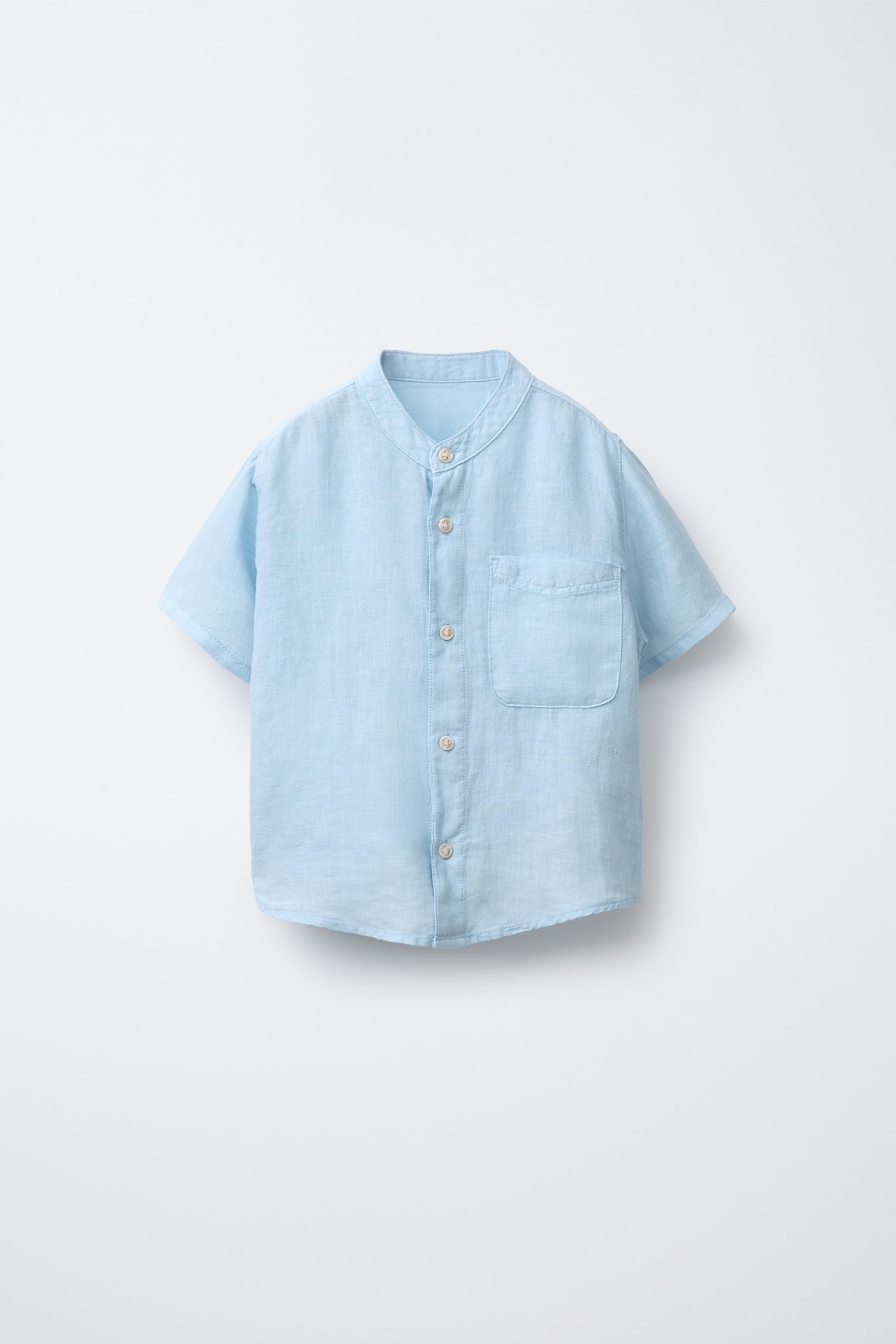 LINEN MANDARIN COLLAR SHIRT