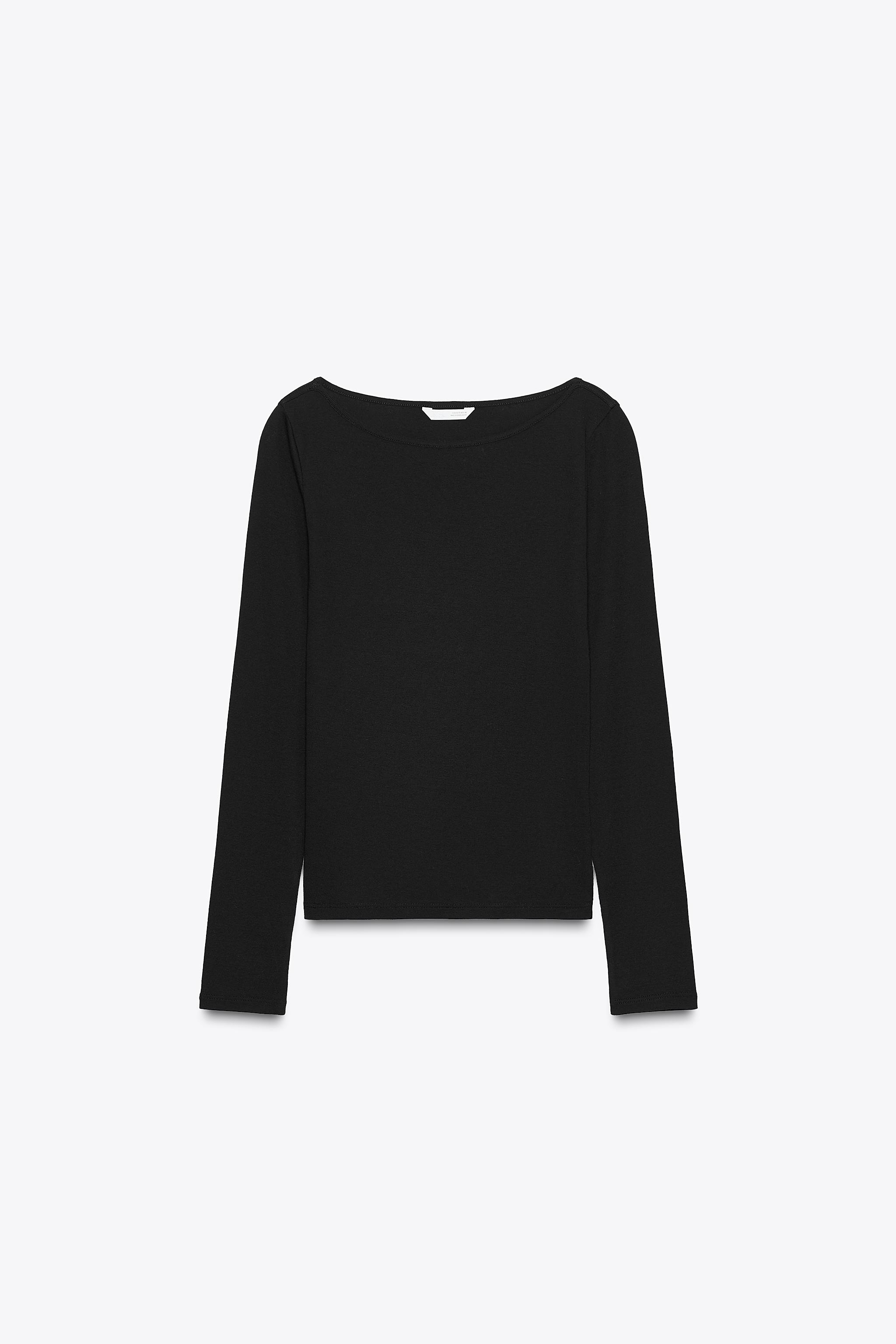 COTTON BOAT NECK T-SHIRT