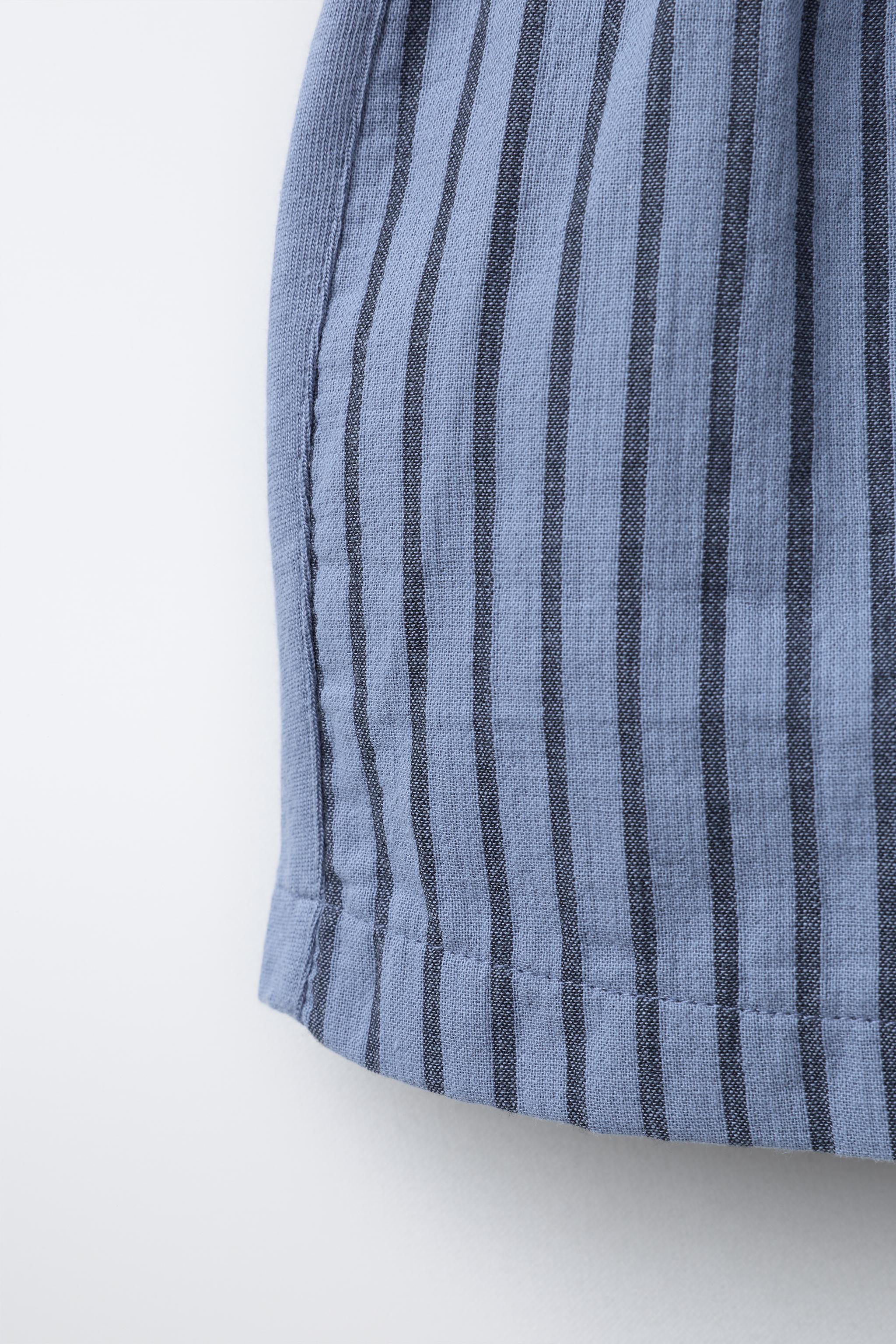 STRIPED COMBINATION STRAIGHT SHORTS