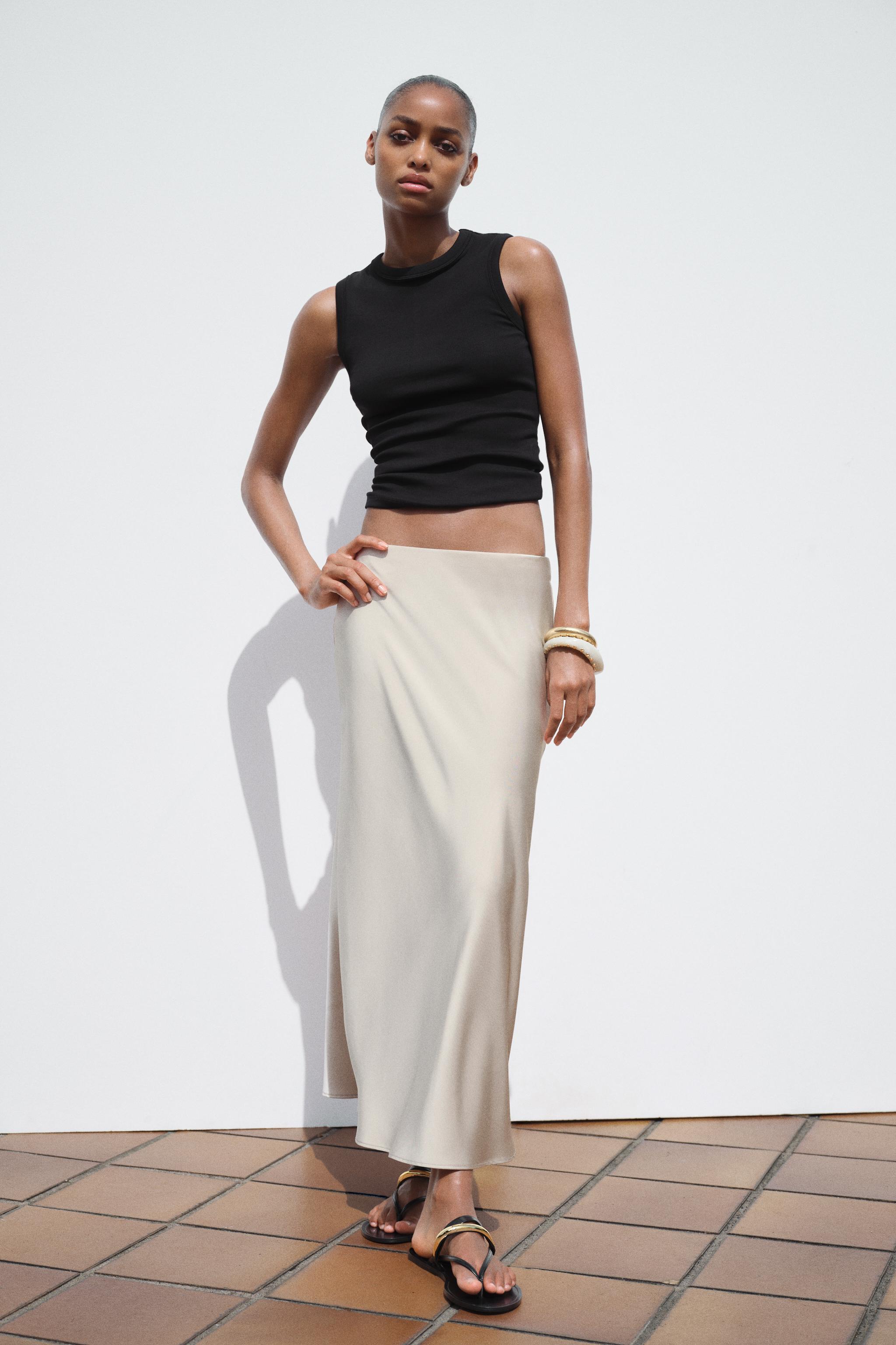 SATIN MIDI SKIRT