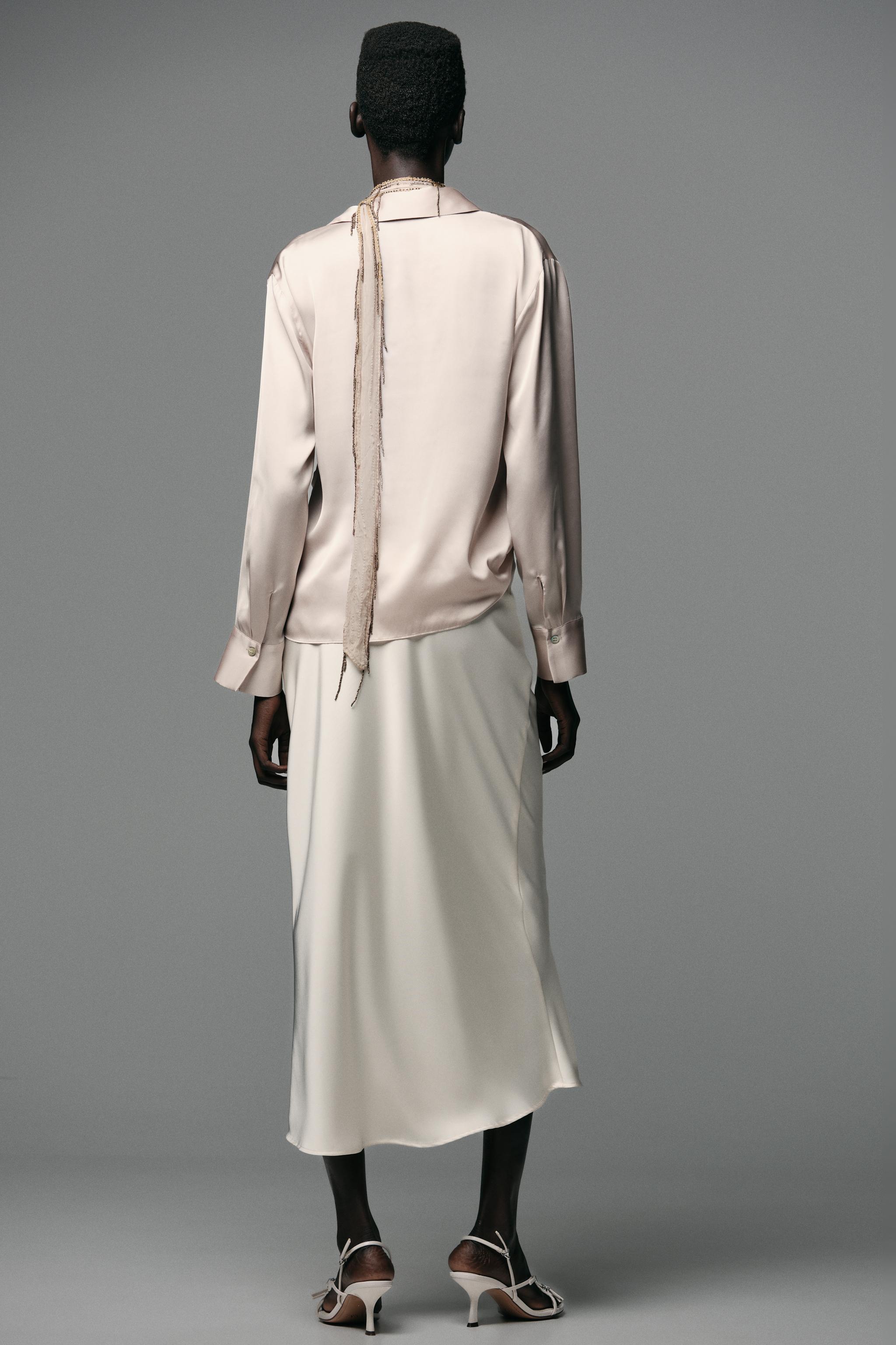 KNOTTED SATIN EFFECT SHIRT