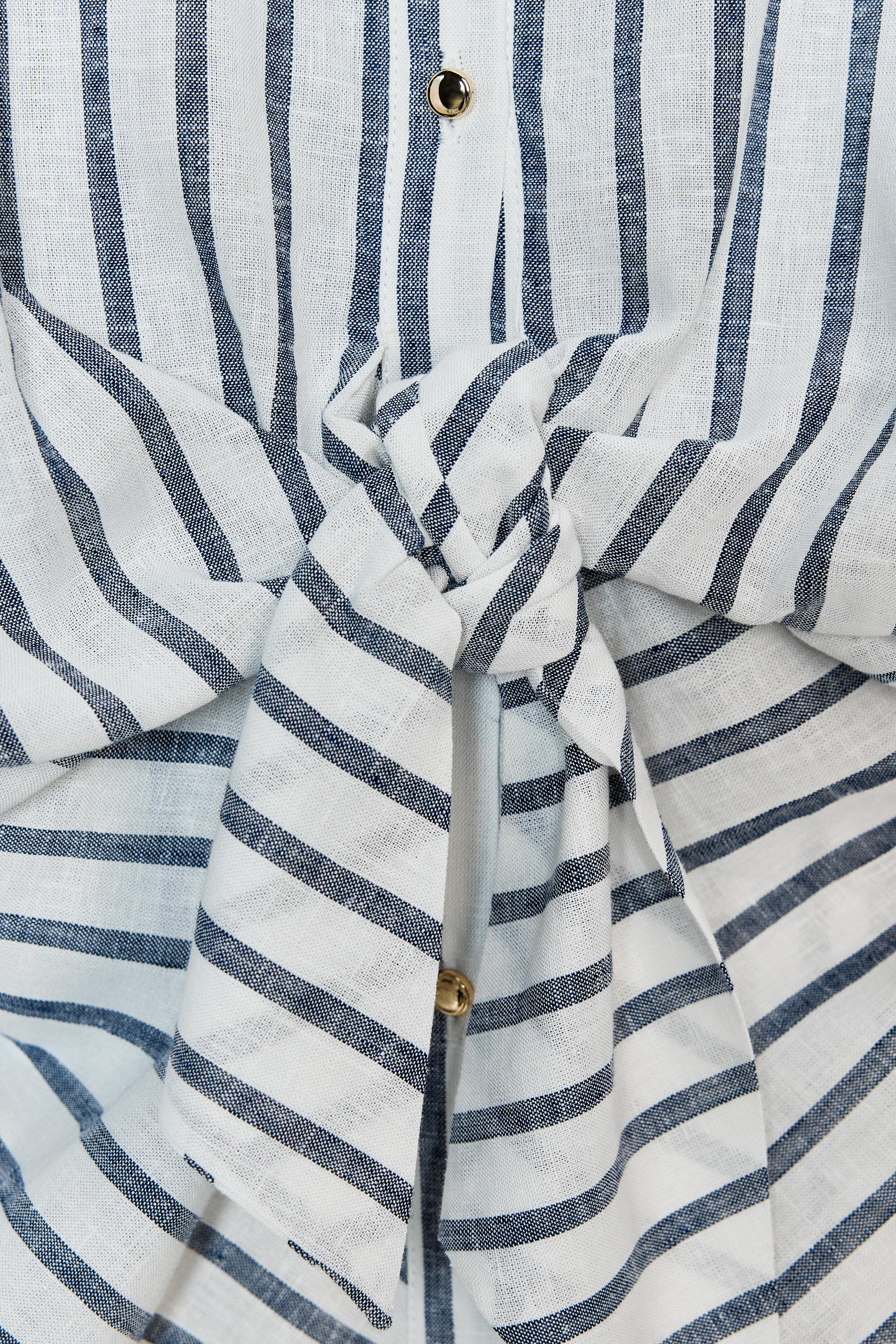 KNOTTED STRIPED LINEN SHIRT