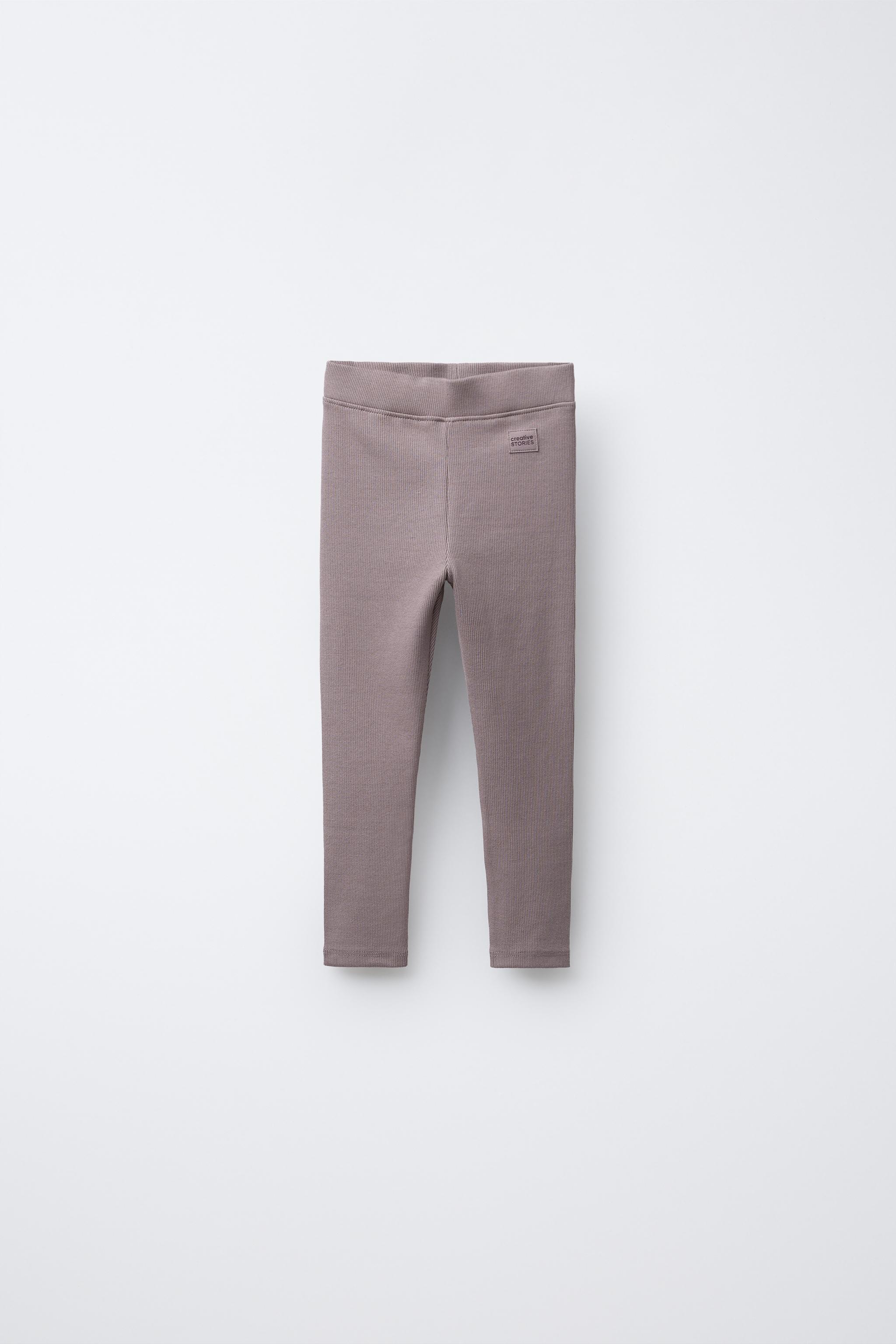 LABEL DETAIL RIBBED LEGGINGS