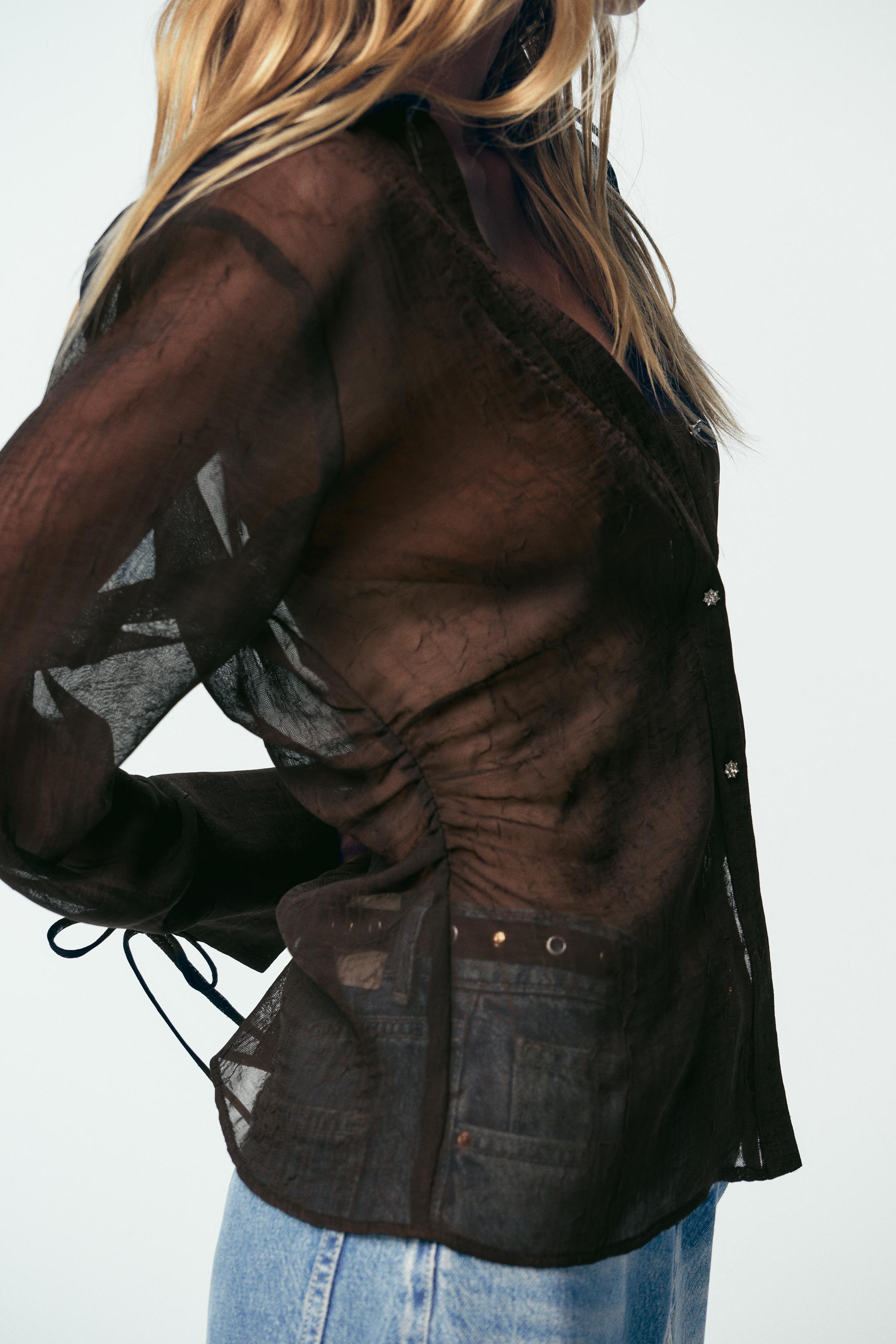 SEMI-SHEER SHIRT WITH TIES