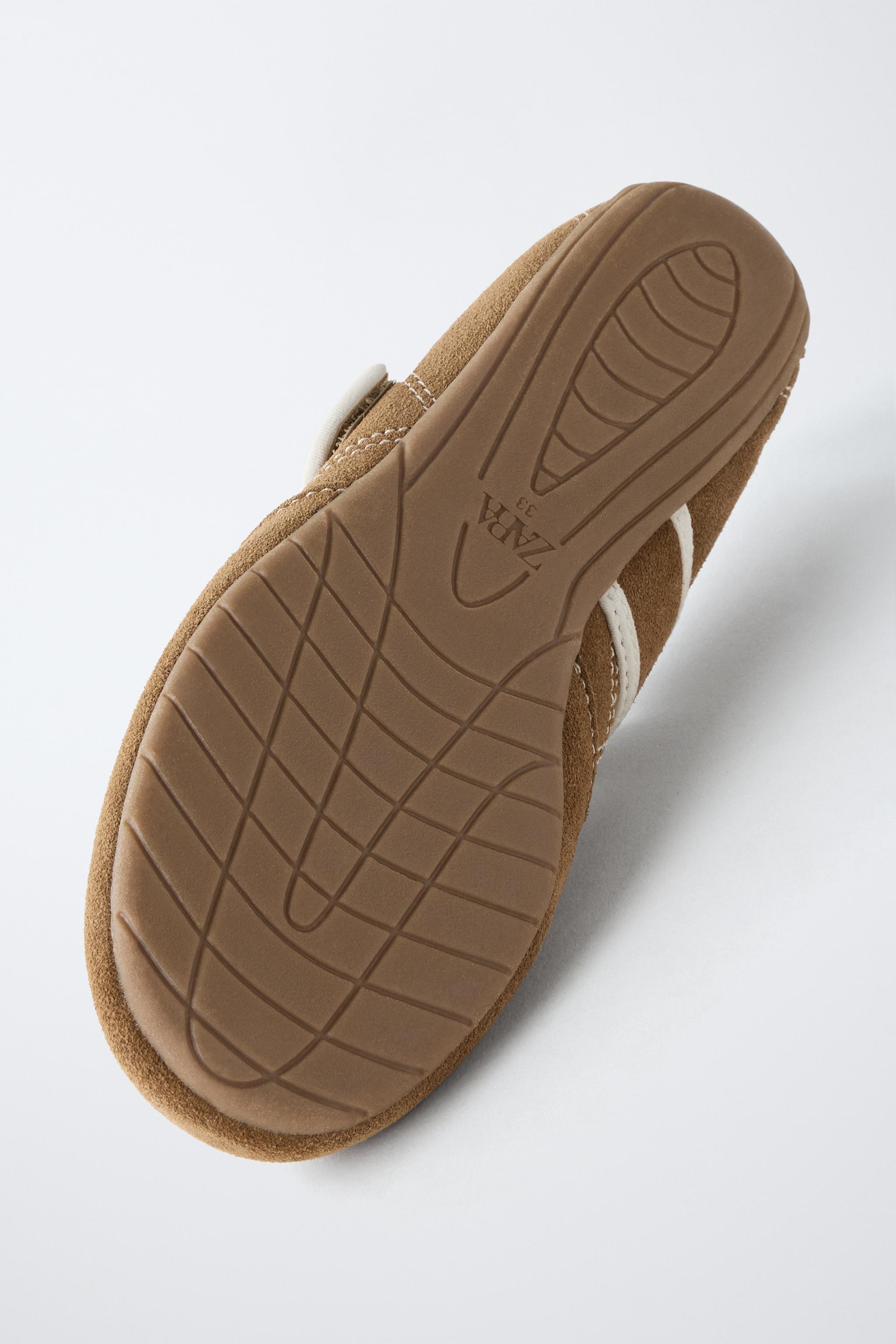 SPLIT LEATHER SPORTY BALLET FLATS