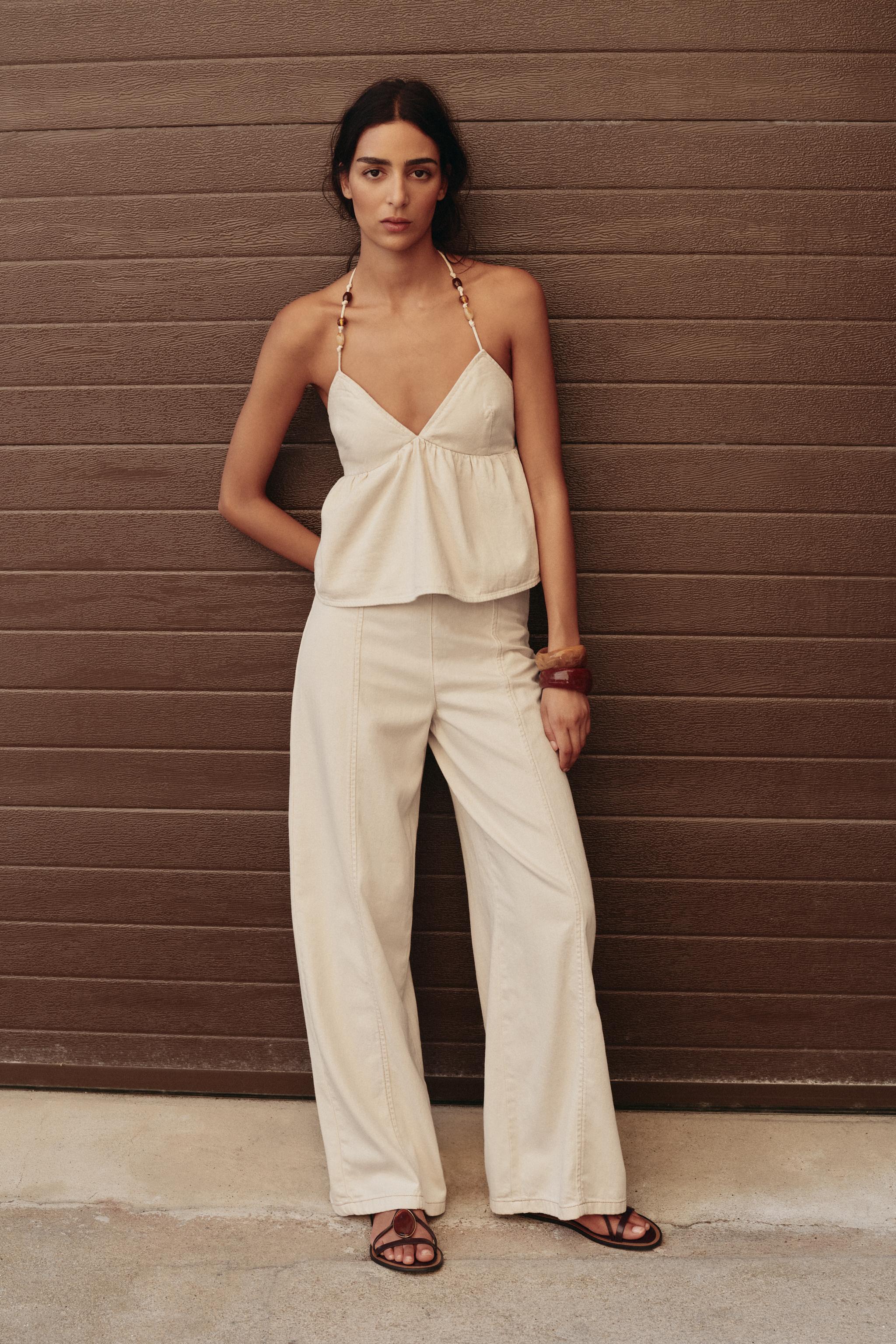 Z1975 BEADED HIGH RISE WIDE LEG JEANS