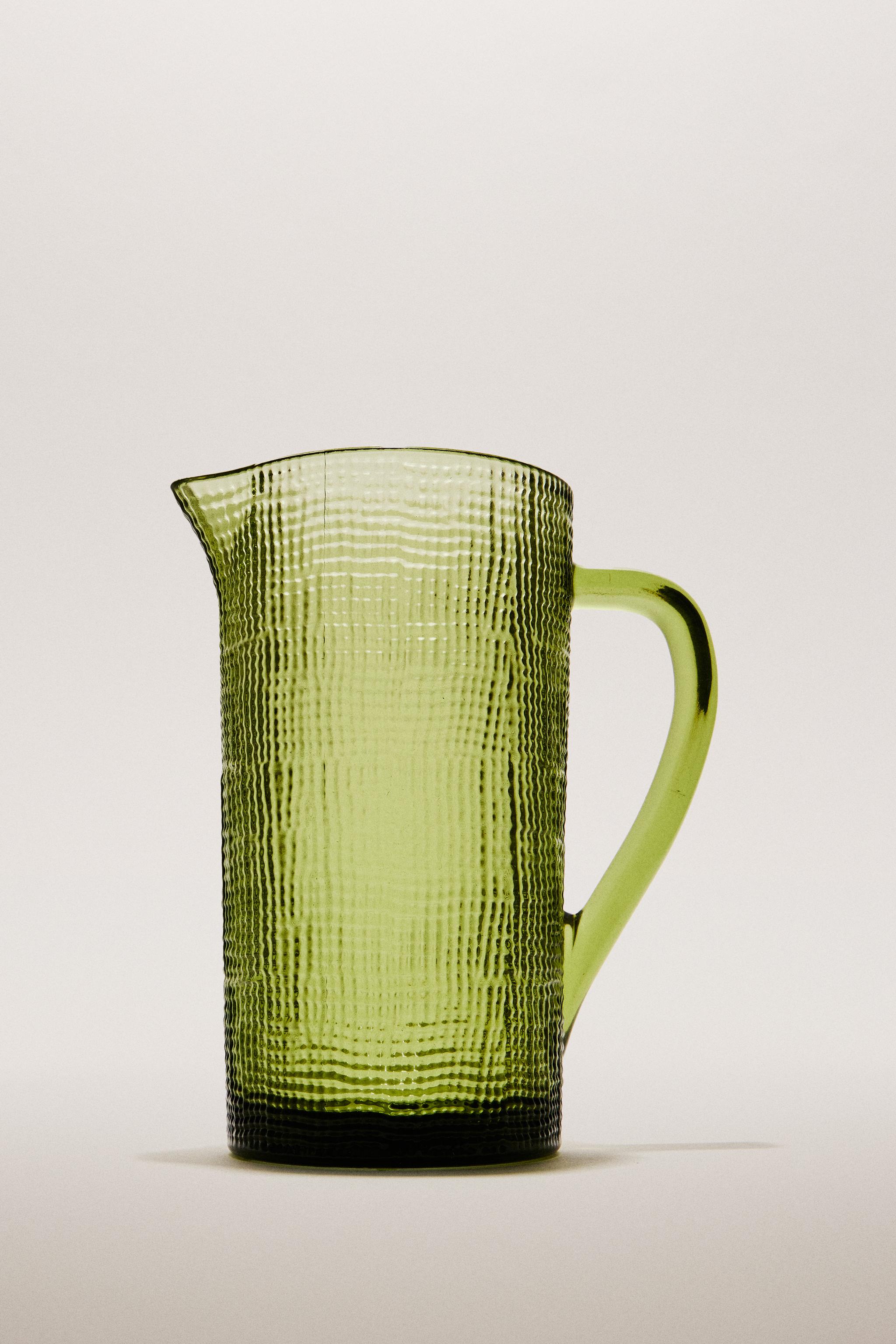 RAISED DESIGN GLASS PITCHER