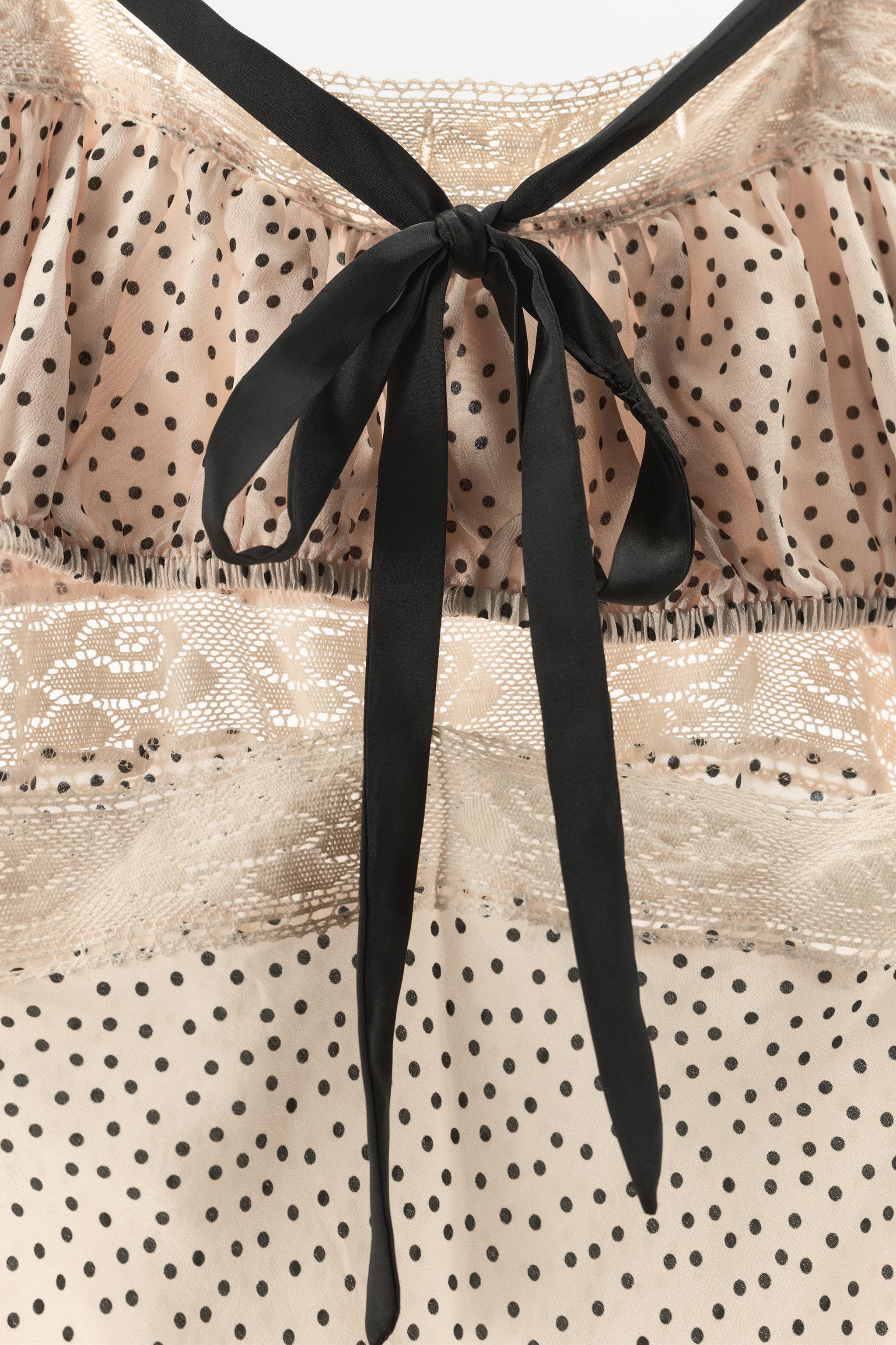 POLKA DOT DRESS WITH CONTRAST TIE