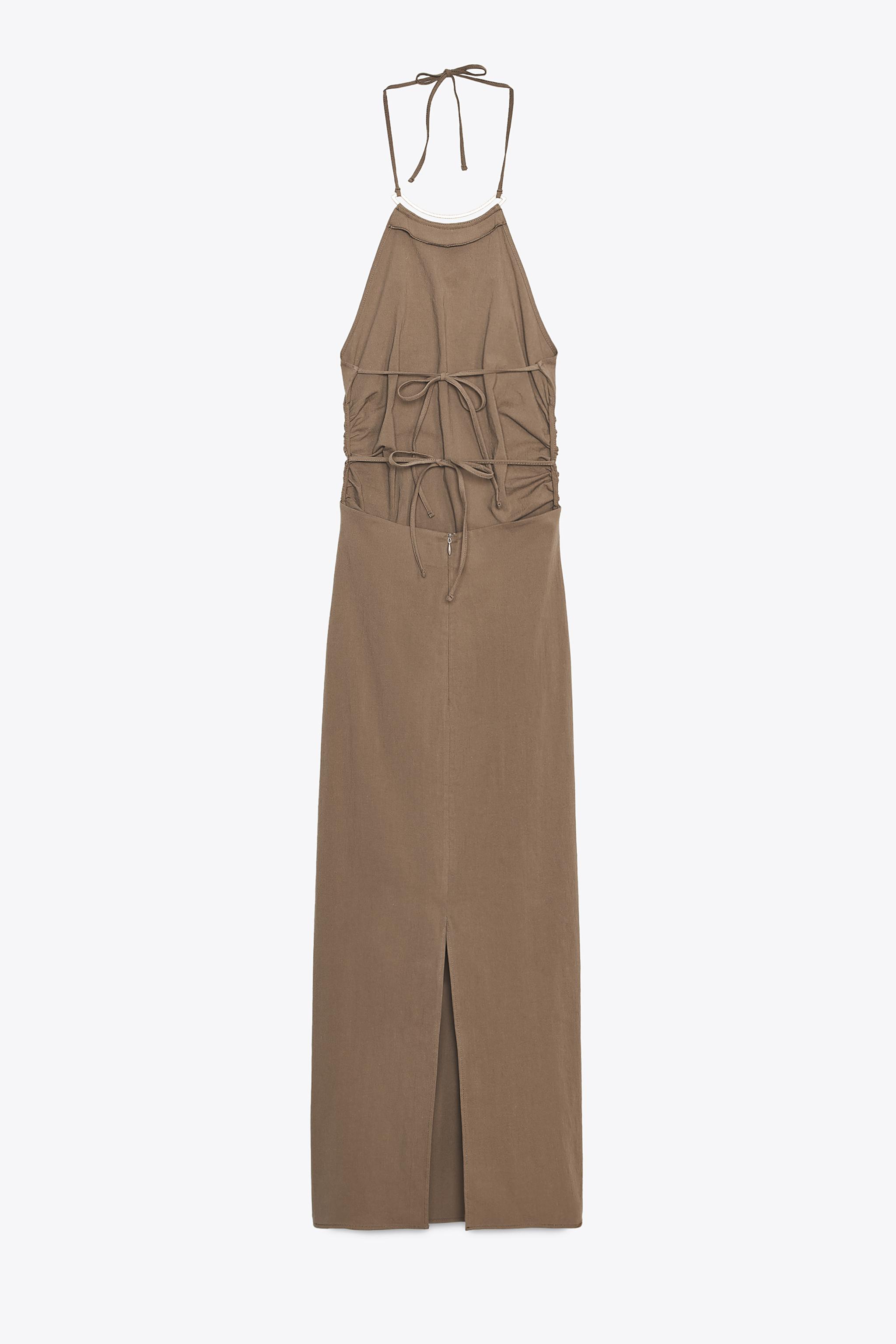 HALTER MIDI DRESS WITH TRIM