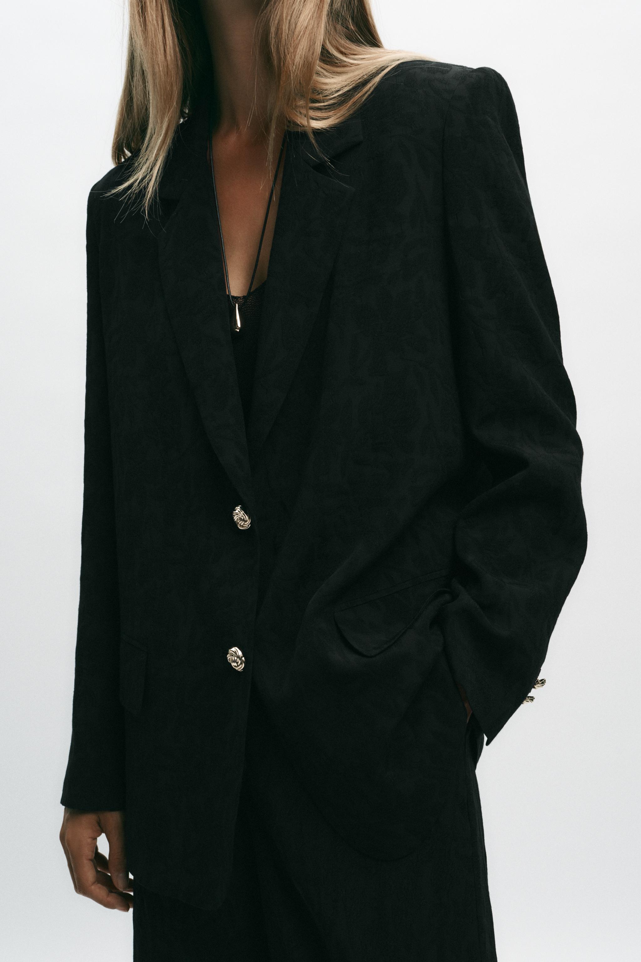 OVERSIZED JACQUARD BLAZER WITH SHOULDER PADS