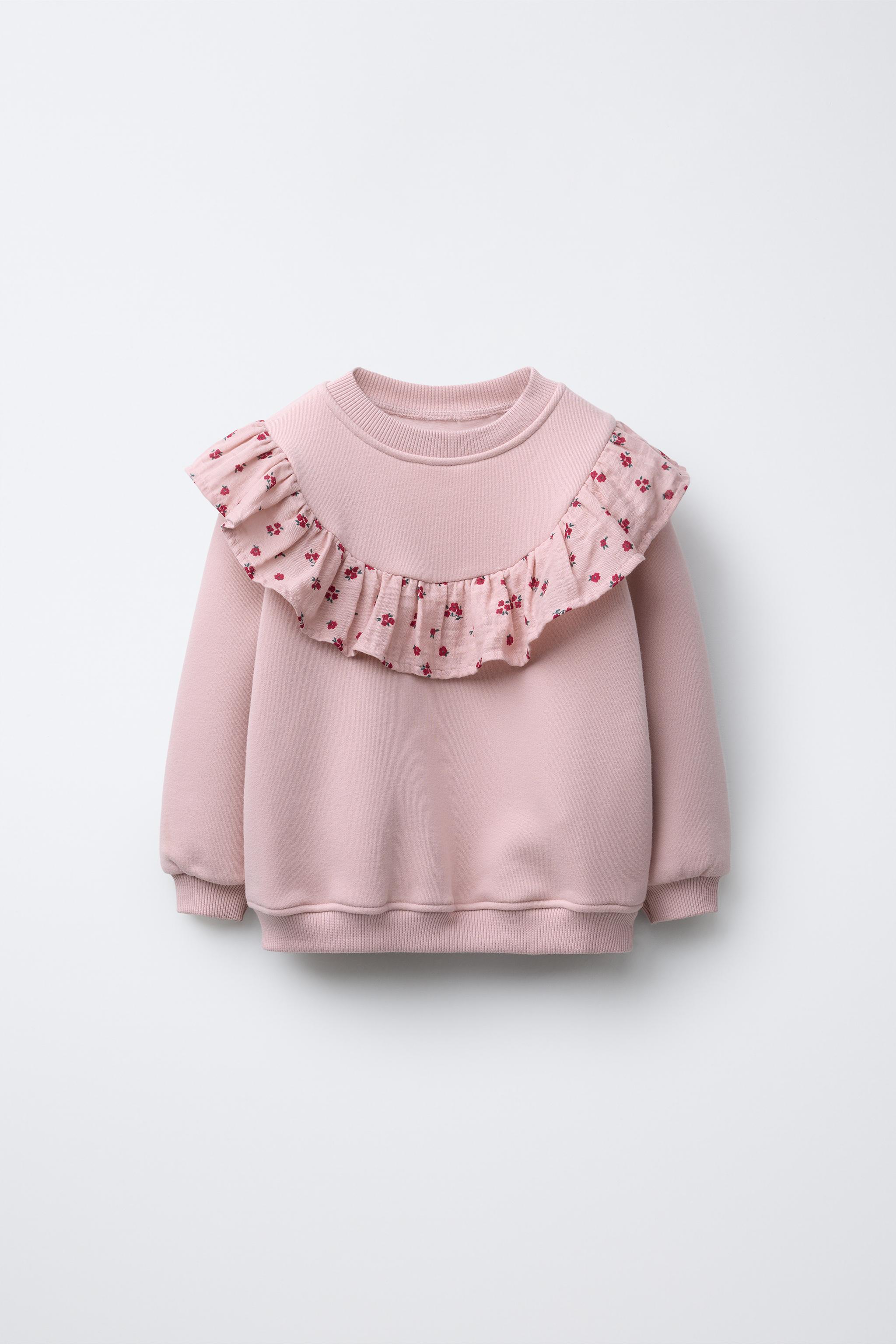 FLORAL RUFFLE SWEATSHIRT