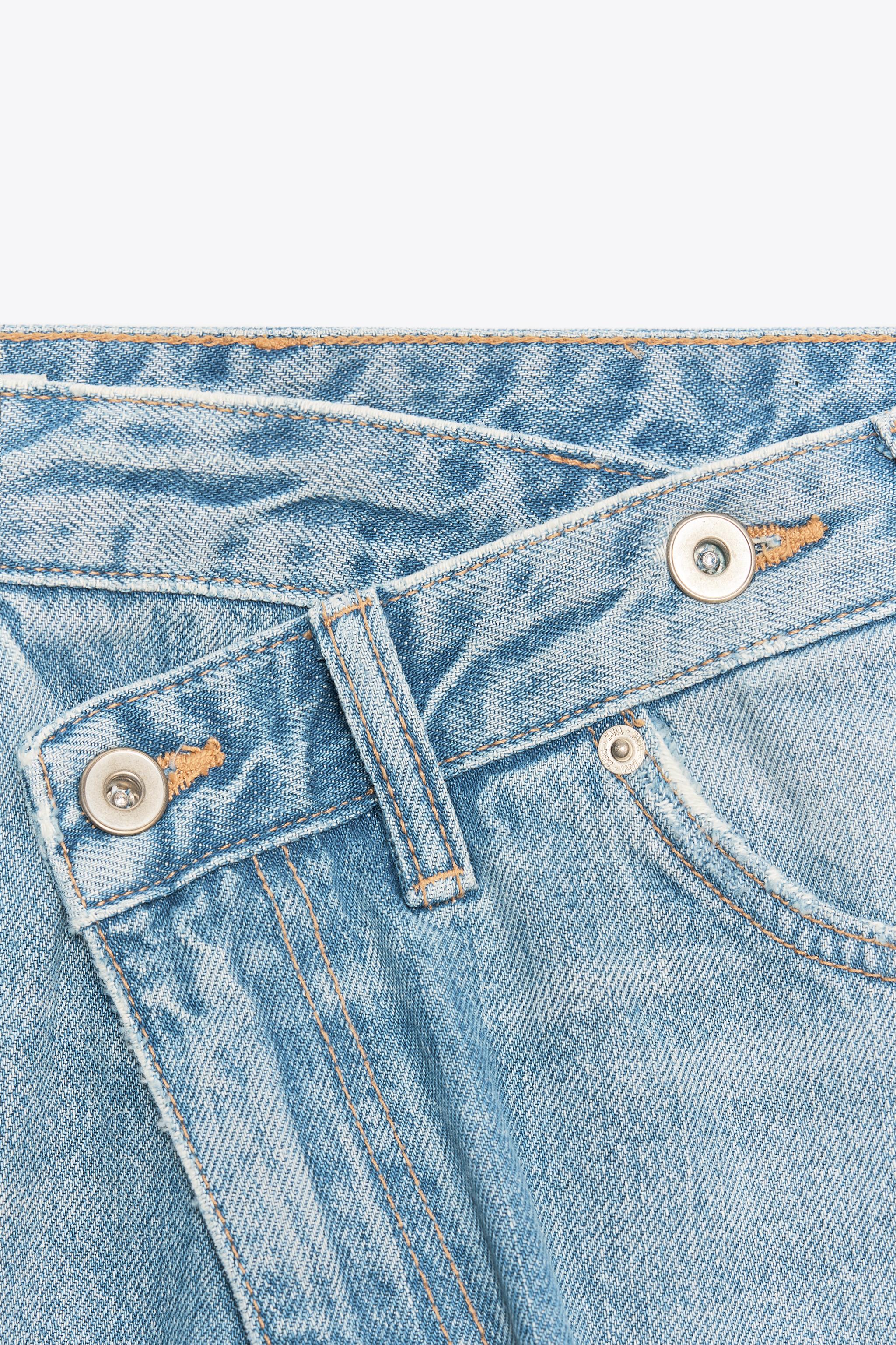 TRF HIGH WAIST CROSSOVER WAIST WIDE LEG JEANS