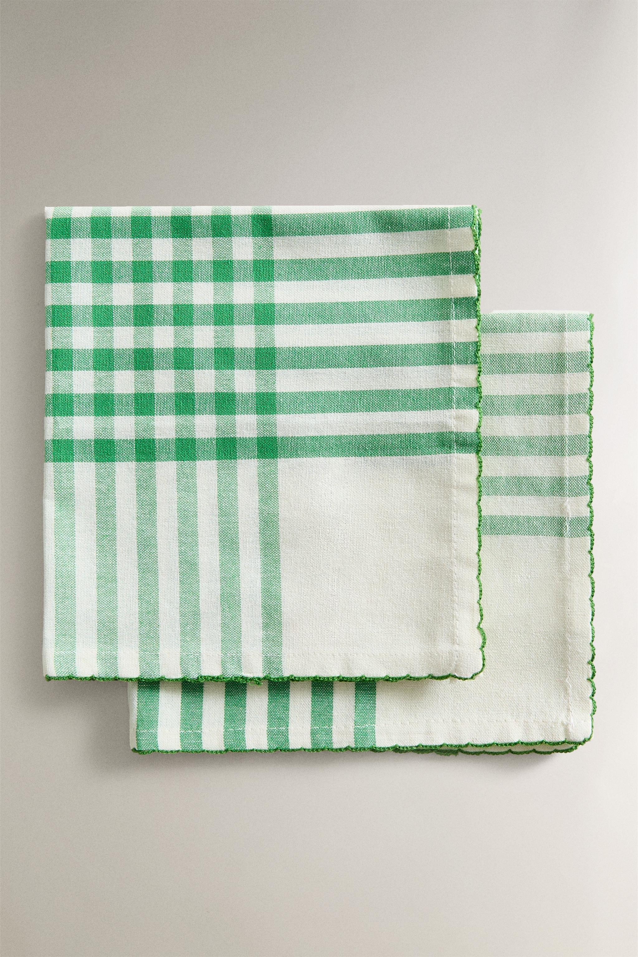 SET OF DYED COTTON CHECK NAPKINS (SET OF 2)