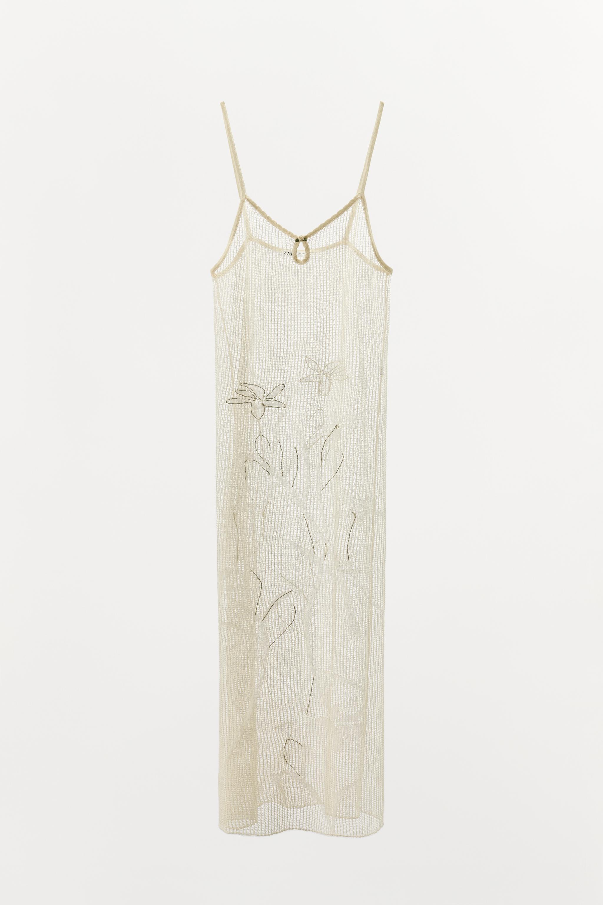 SEMI-SHEER KNIT LACE DRESS