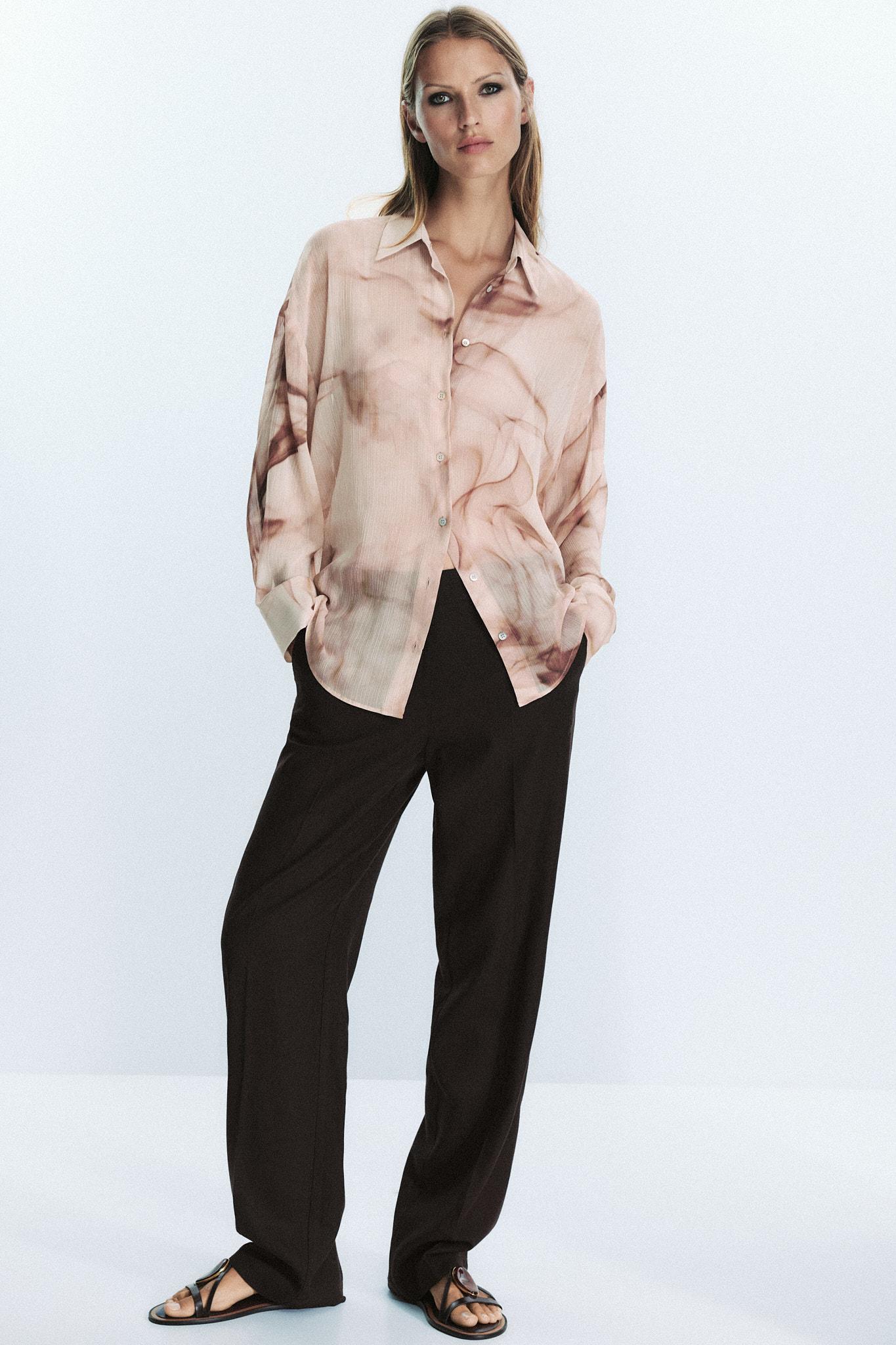 TIE-DYE PRINT COTTON GAUZE BLOUSE