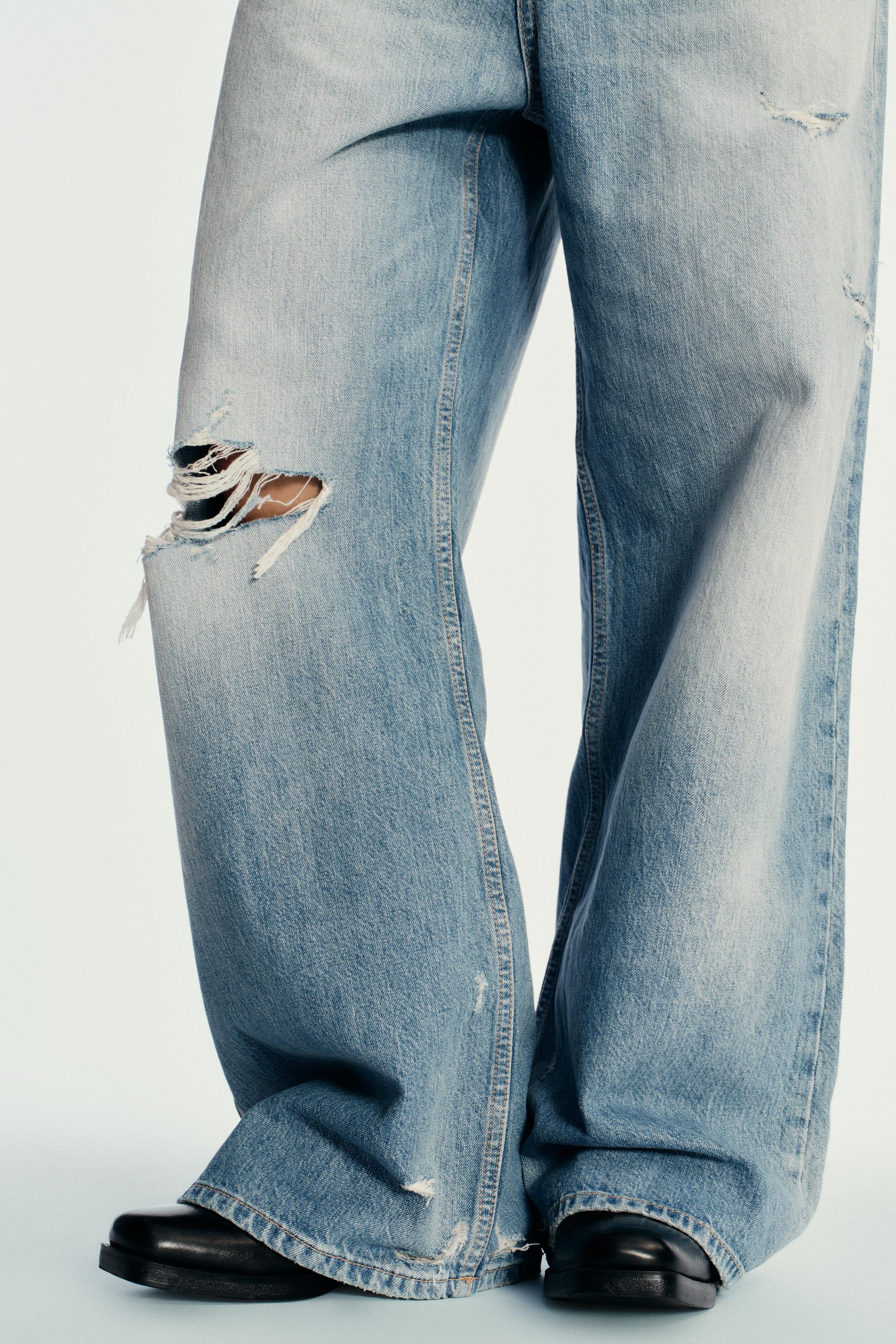 TRF MID-RISE RIPPED BAGGY JEANS
